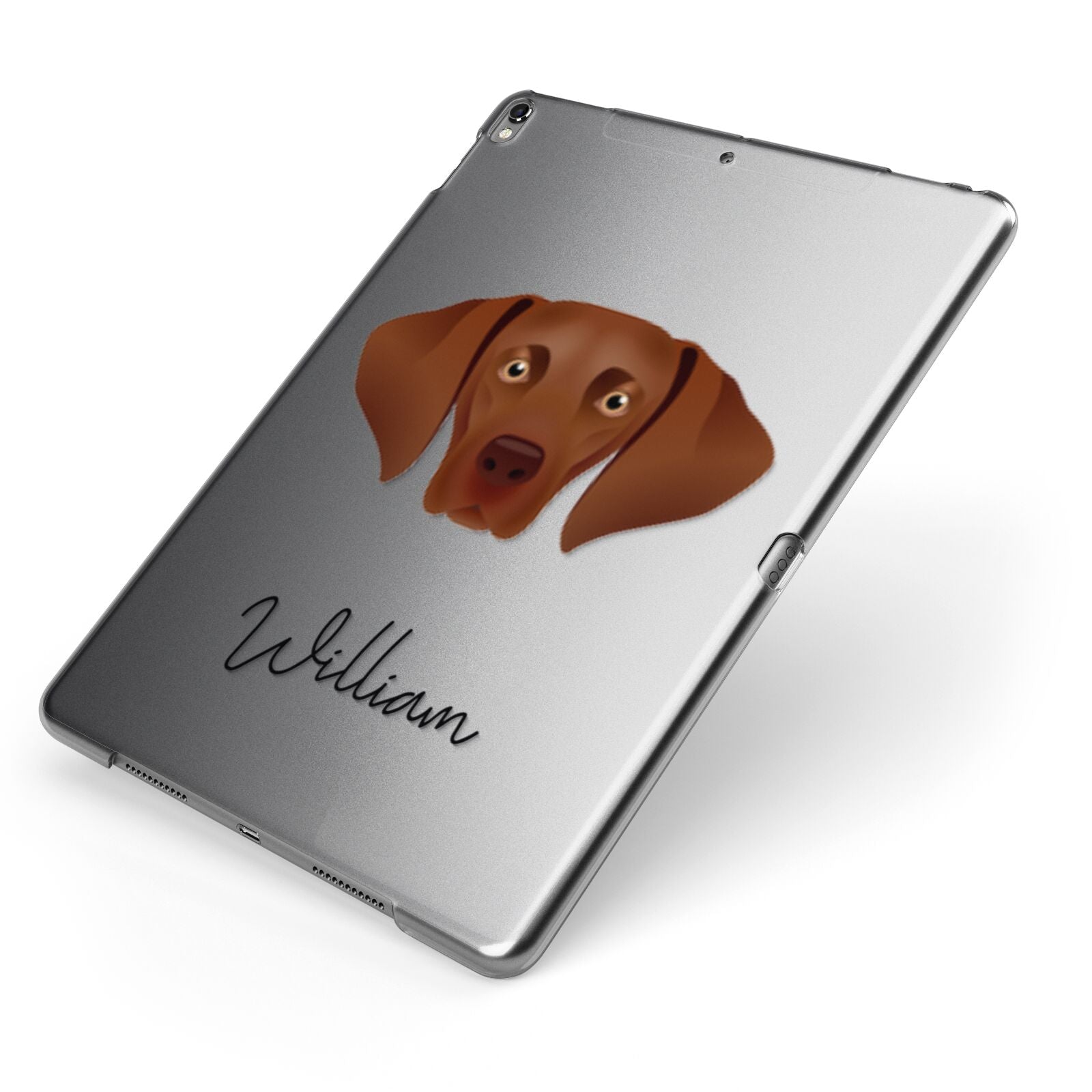 Hungarian Vizsla Personalised Apple iPad Case on Grey iPad Side View