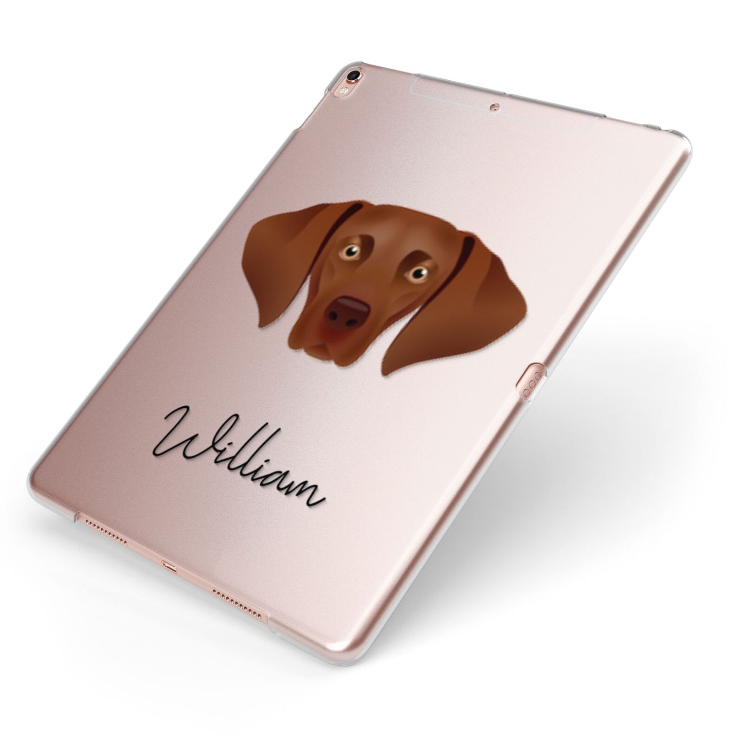 Hungarian Vizsla Personalised Apple iPad Case on Rose Gold iPad Side View