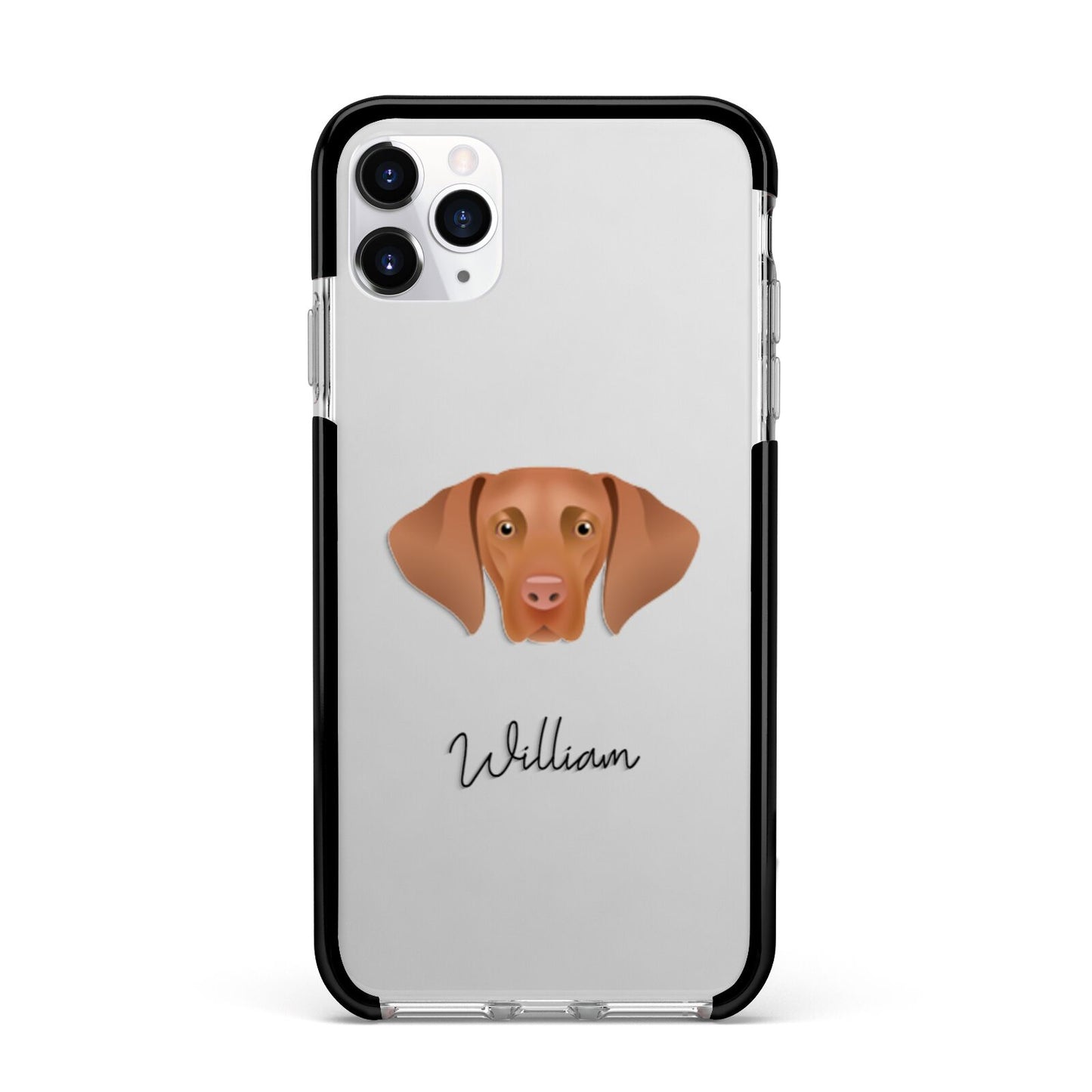Hungarian Vizsla Personalised Apple iPhone 11 Pro Max in Silver with Black Impact Case