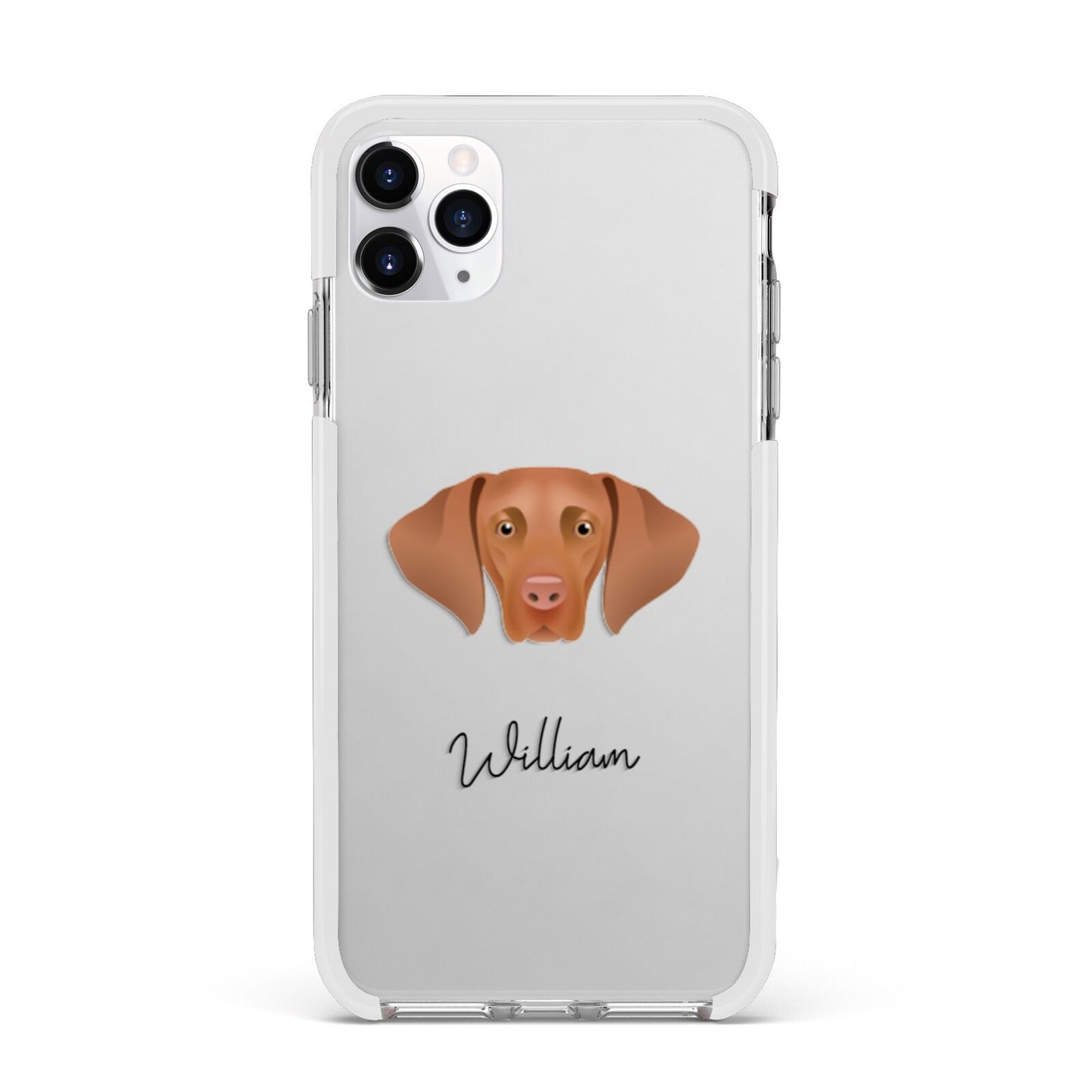Hungarian Vizsla Personalised Apple iPhone 11 Pro Max in Silver with White Impact Case