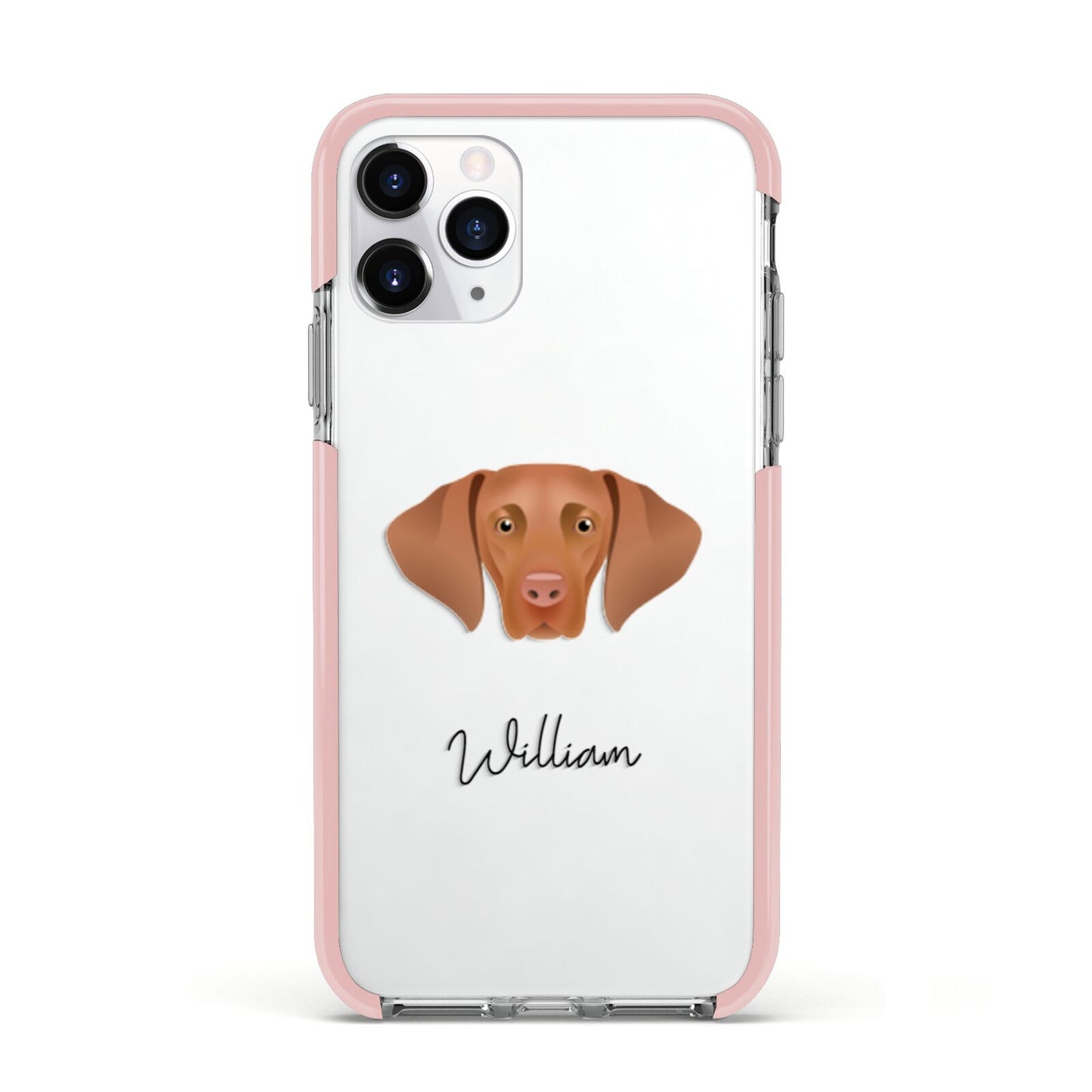 Hungarian Vizsla Personalised Apple iPhone 11 Pro in Silver with Pink Impact Case