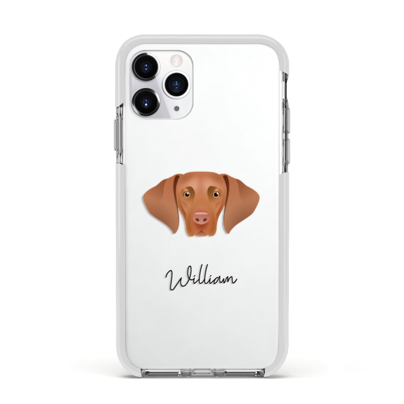 Hungarian Vizsla Personalised Apple iPhone 11 Pro in Silver with White Impact Case