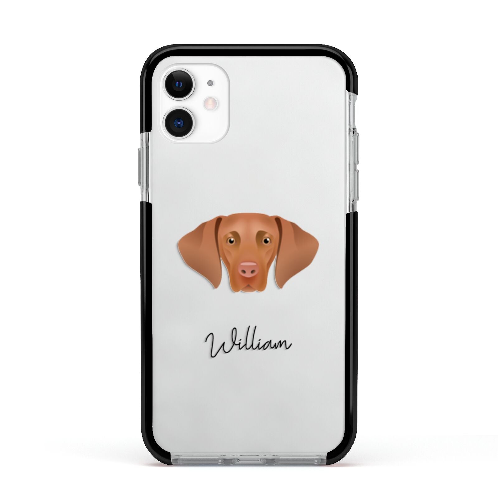 Hungarian Vizsla Personalised Apple iPhone 11 in White with Black Impact Case