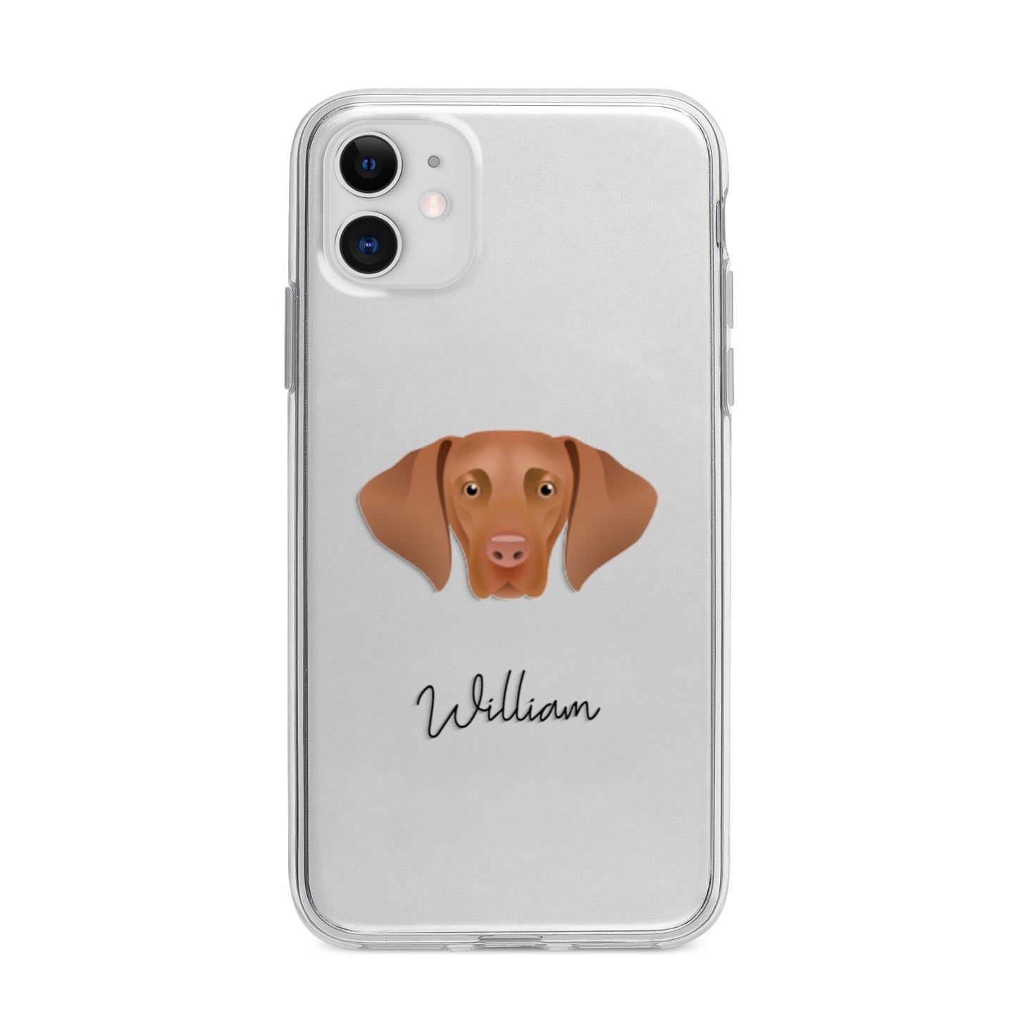 Hungarian Vizsla Personalised Apple iPhone 11 in White with Bumper Case