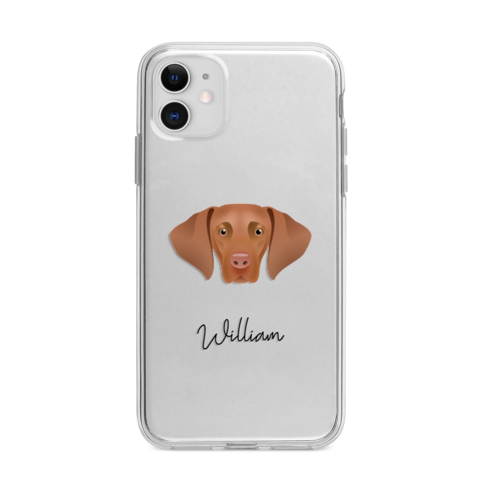 Hungarian Vizsla Personalised Apple iPhone 11 in White with Bumper Case