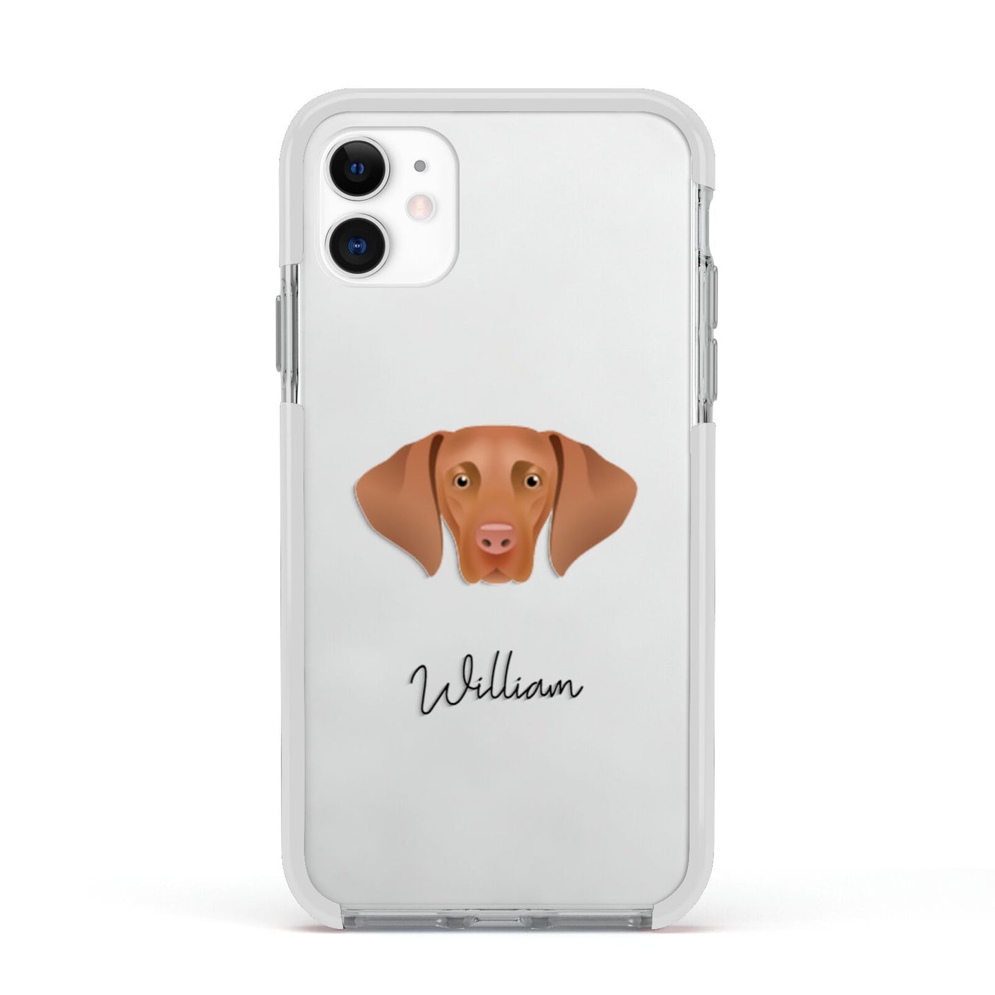 Hungarian Vizsla Personalised Apple iPhone 11 in White with White Impact Case