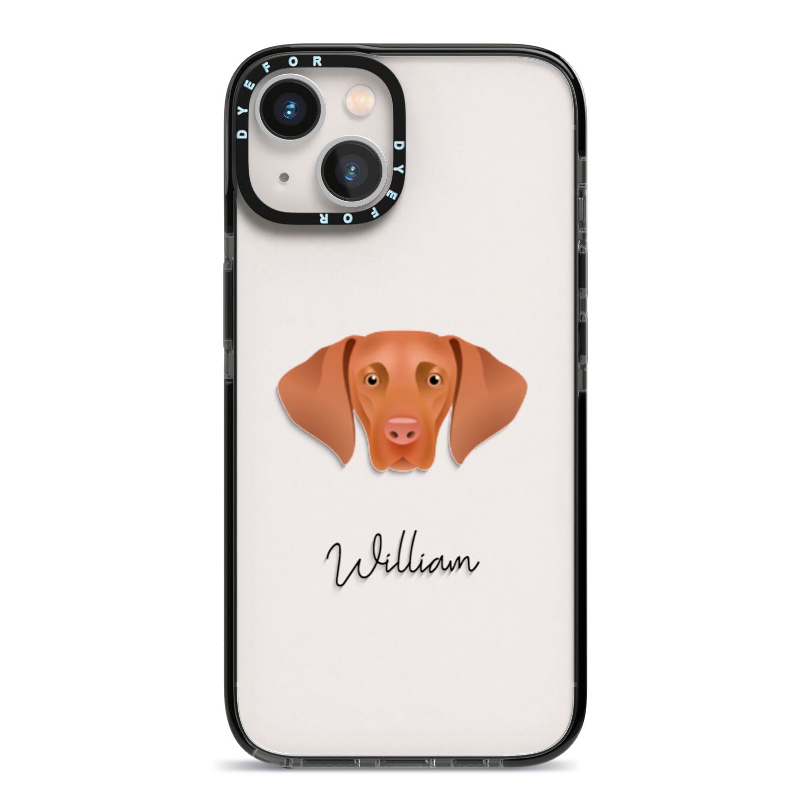 Hungarian Vizsla Personalised iPhone 13 Black Impact Case on Silver phone