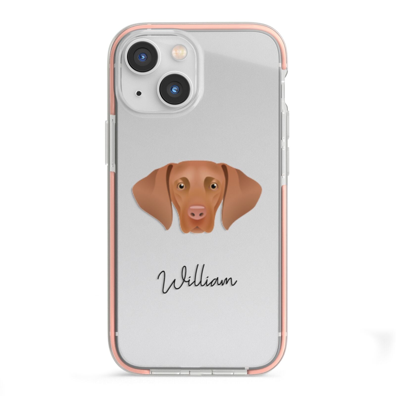 Hungarian Vizsla Personalised iPhone 13 Mini TPU Impact Case with Pink Edges