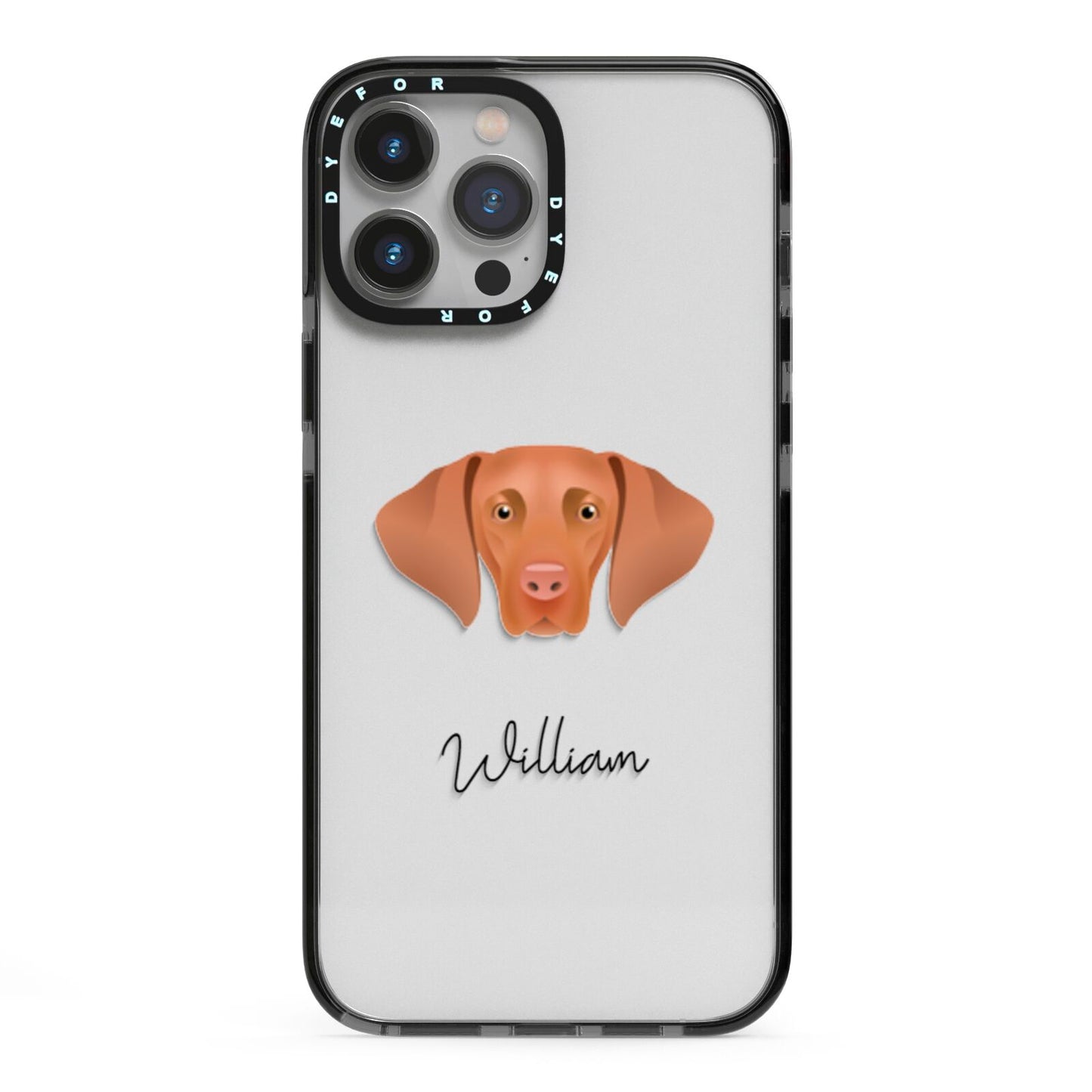 Hungarian Vizsla Personalised iPhone 13 Pro Max Black Impact Case on Silver phone