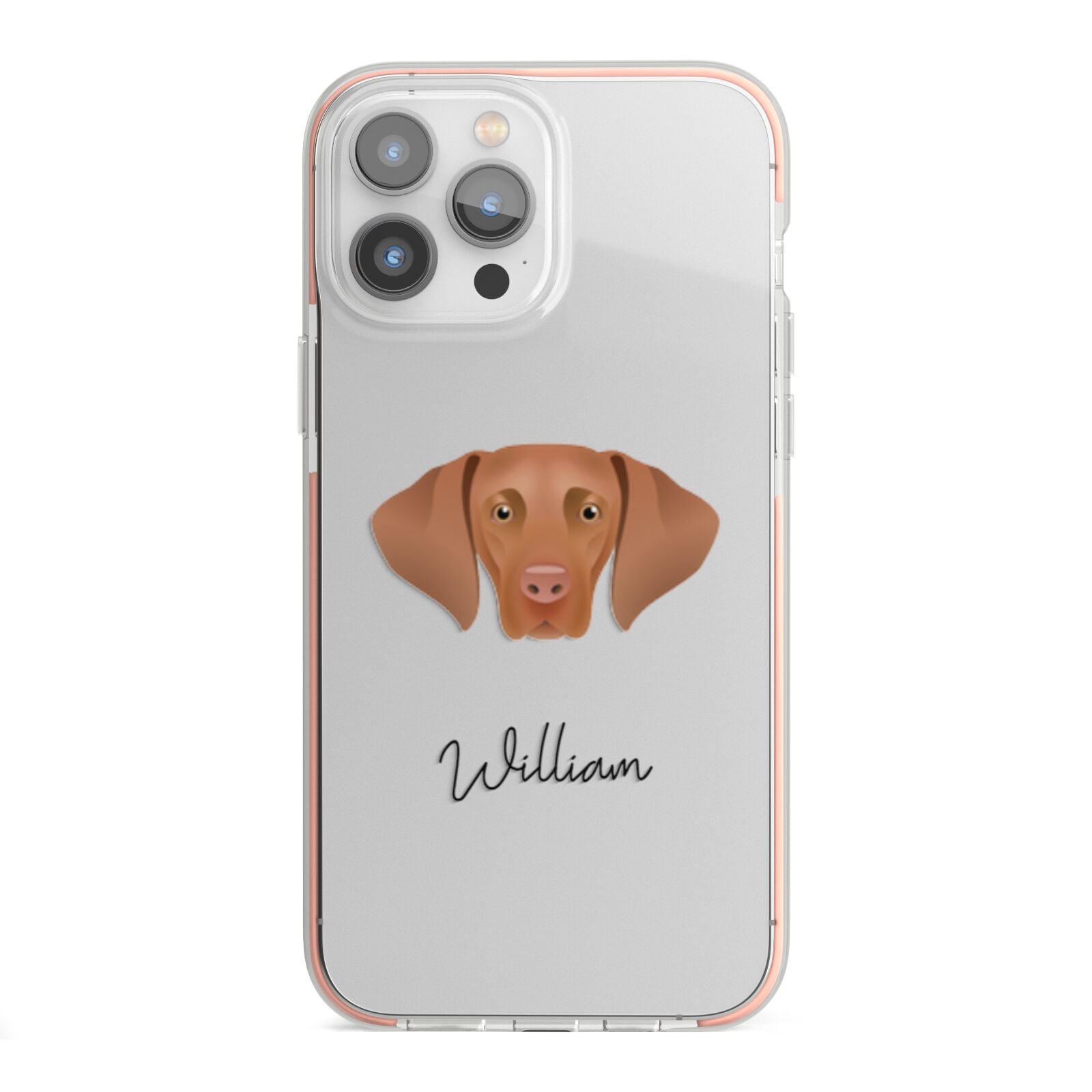Hungarian Vizsla Personalised iPhone 13 Pro Max TPU Impact Case with Pink Edges