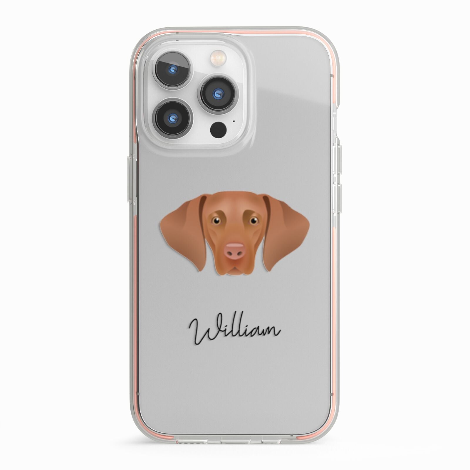 Hungarian Vizsla Personalised iPhone 13 Pro TPU Impact Case with Pink Edges