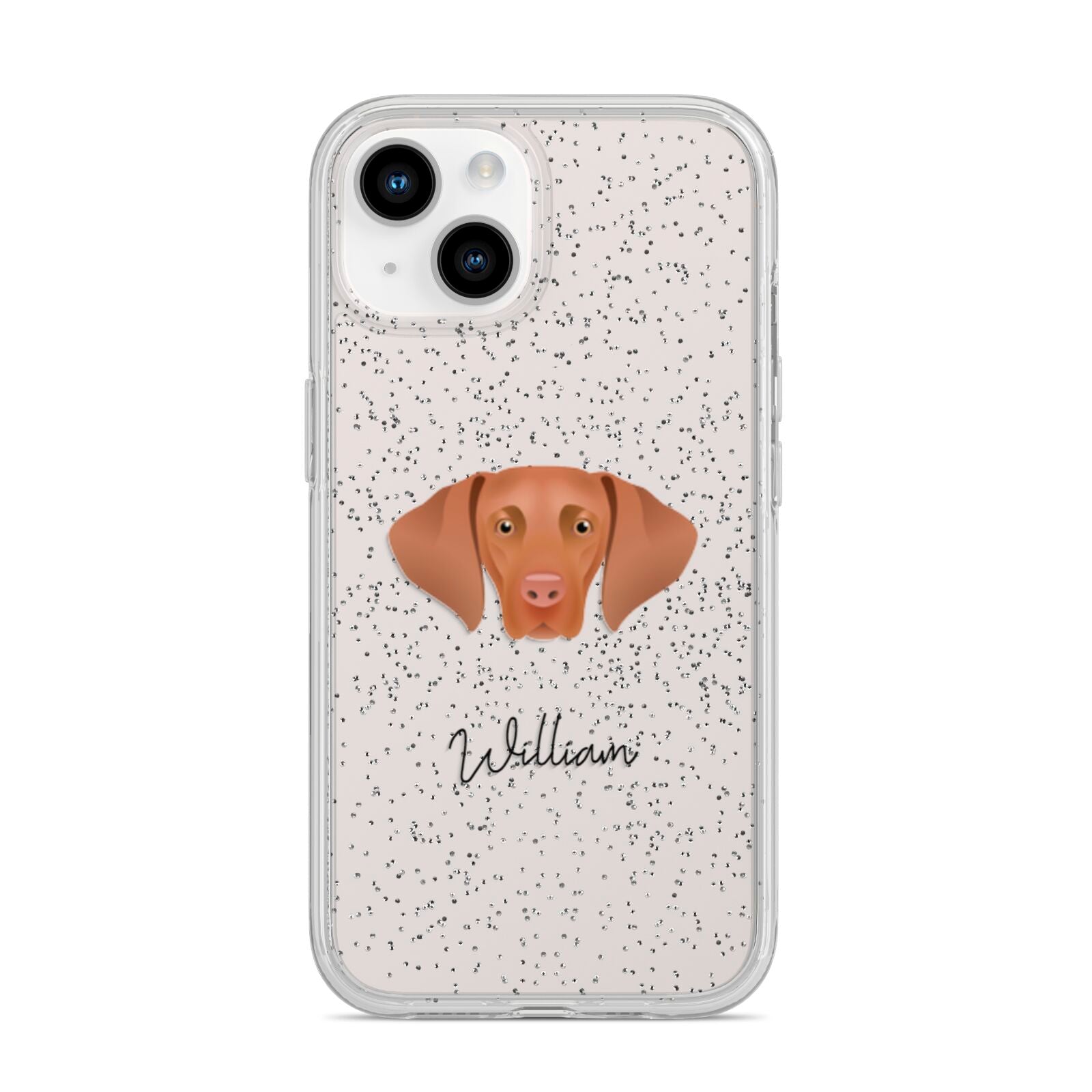 Hungarian Vizsla Personalised iPhone 14 Glitter Tough Case Starlight