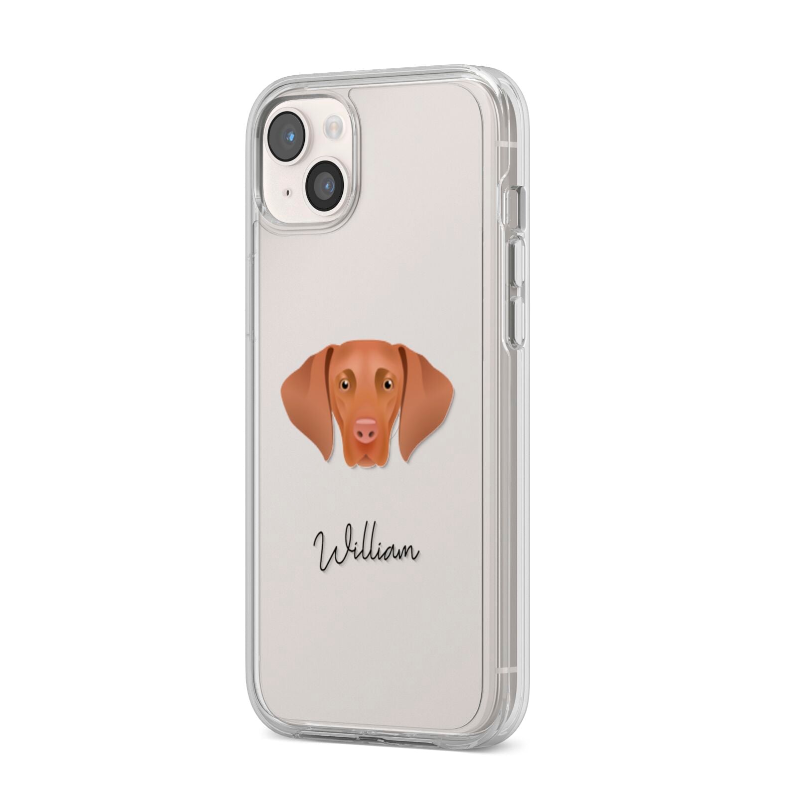 Hungarian Vizsla Personalised iPhone 14 Plus Clear Tough Case Starlight Angled Image