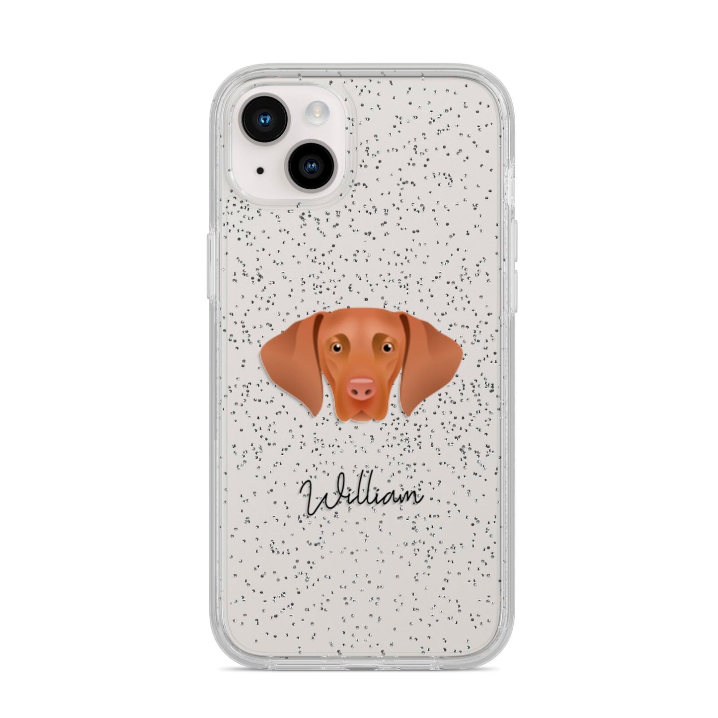 Hungarian Vizsla Personalised iPhone 14 Plus Glitter Tough Case Starlight