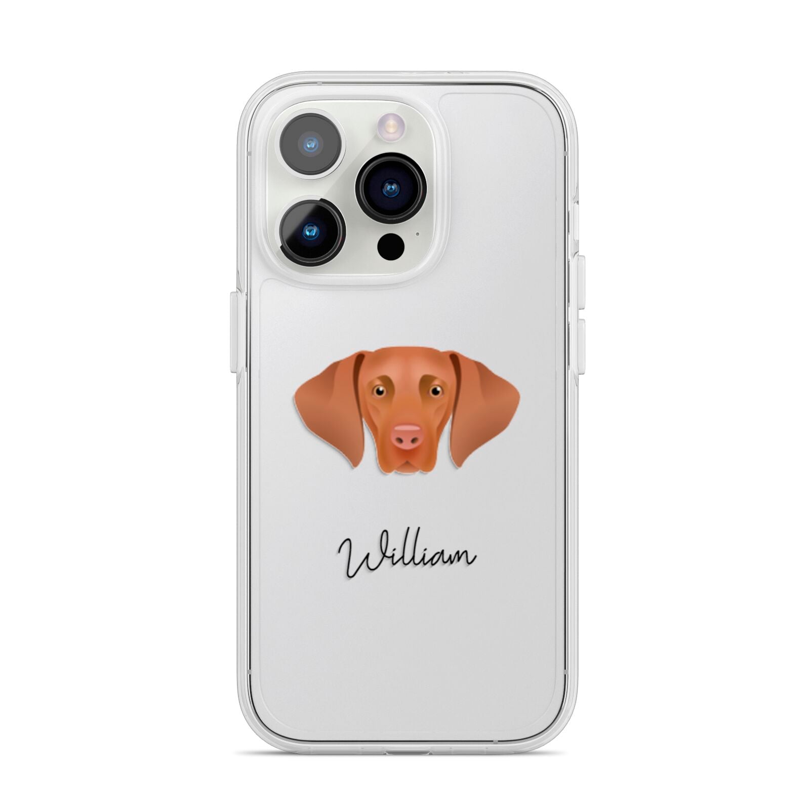Hungarian Vizsla Personalised iPhone 14 Pro Clear Tough Case Silver