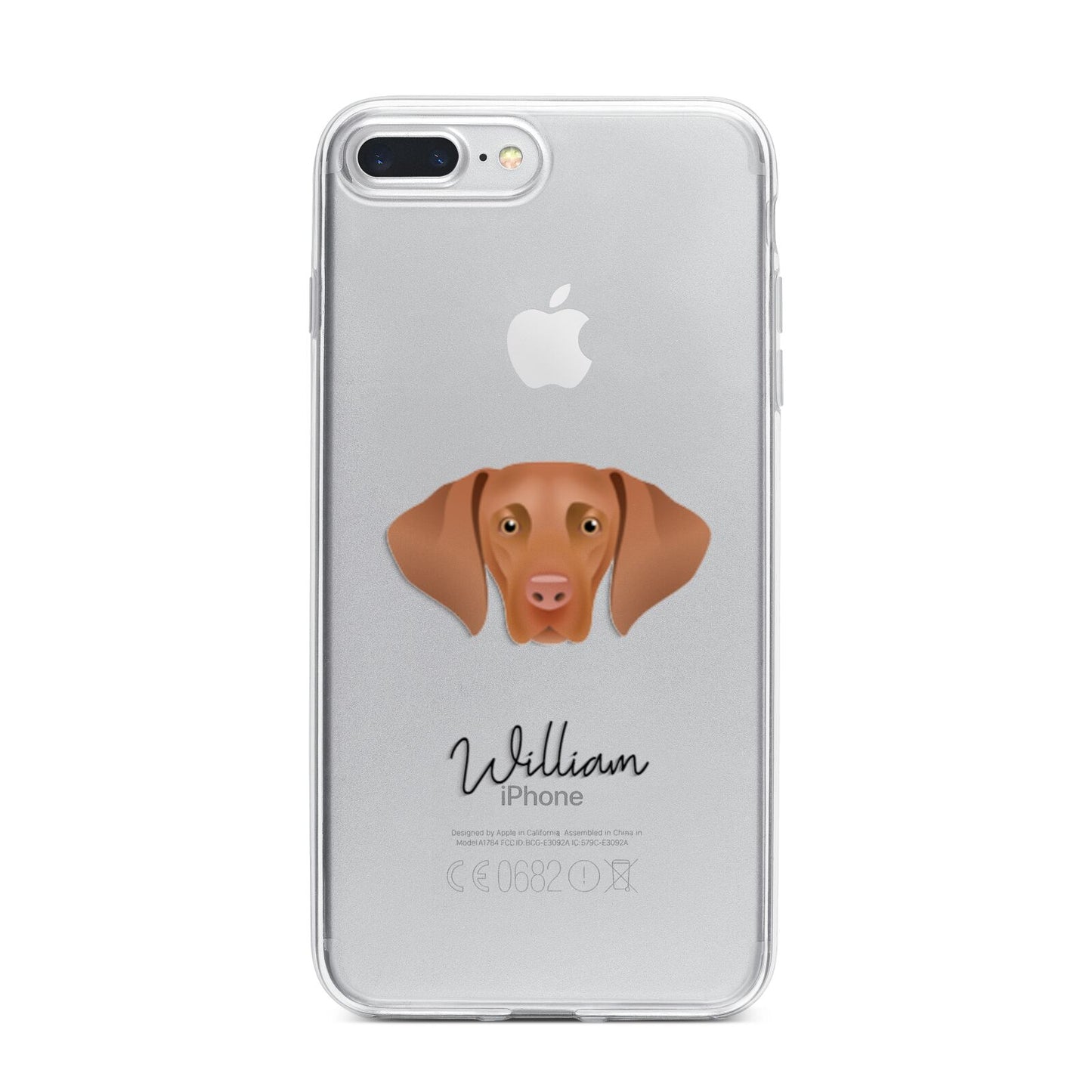 Hungarian Vizsla Personalised iPhone 7 Plus Bumper Case on Silver iPhone