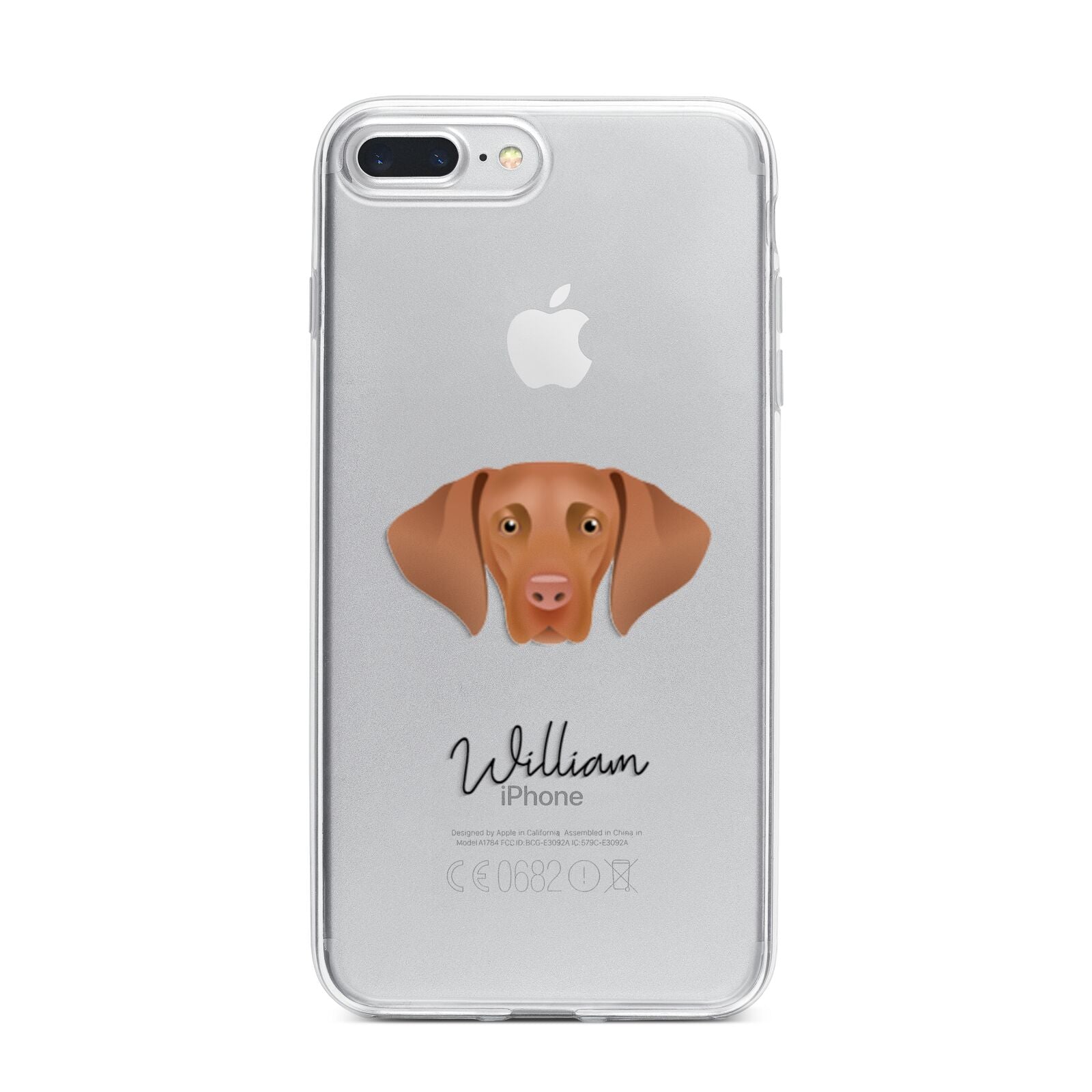 Hungarian Vizsla Personalised iPhone 7 Plus Bumper Case on Silver iPhone