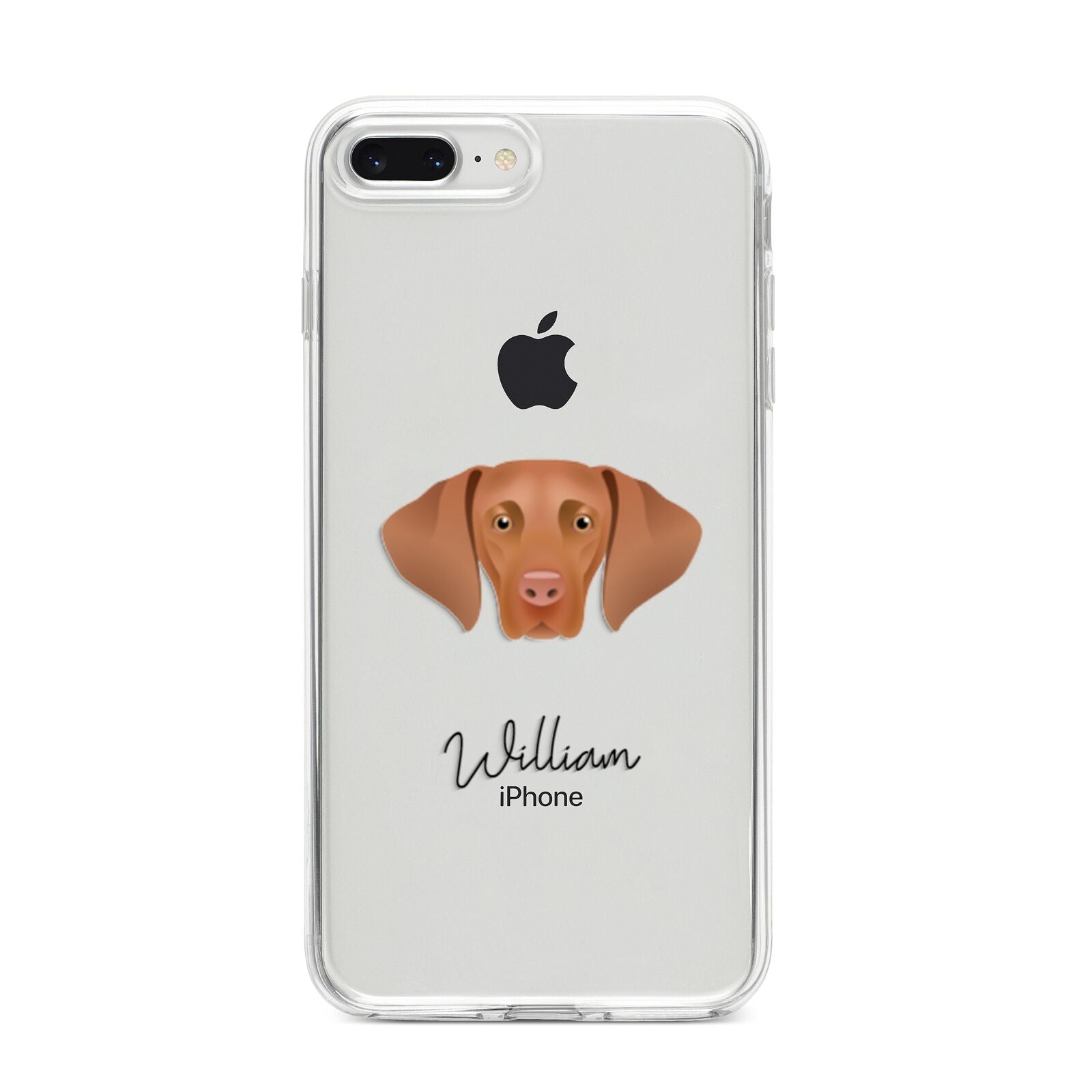 Hungarian Vizsla Personalised iPhone 8 Plus Bumper Case on Silver iPhone