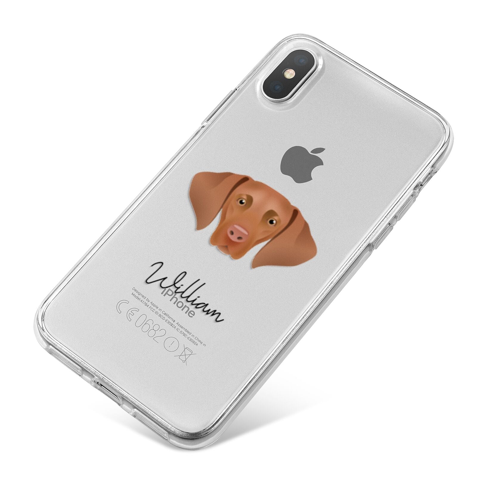 Hungarian Vizsla Personalised iPhone X Bumper Case on Silver iPhone