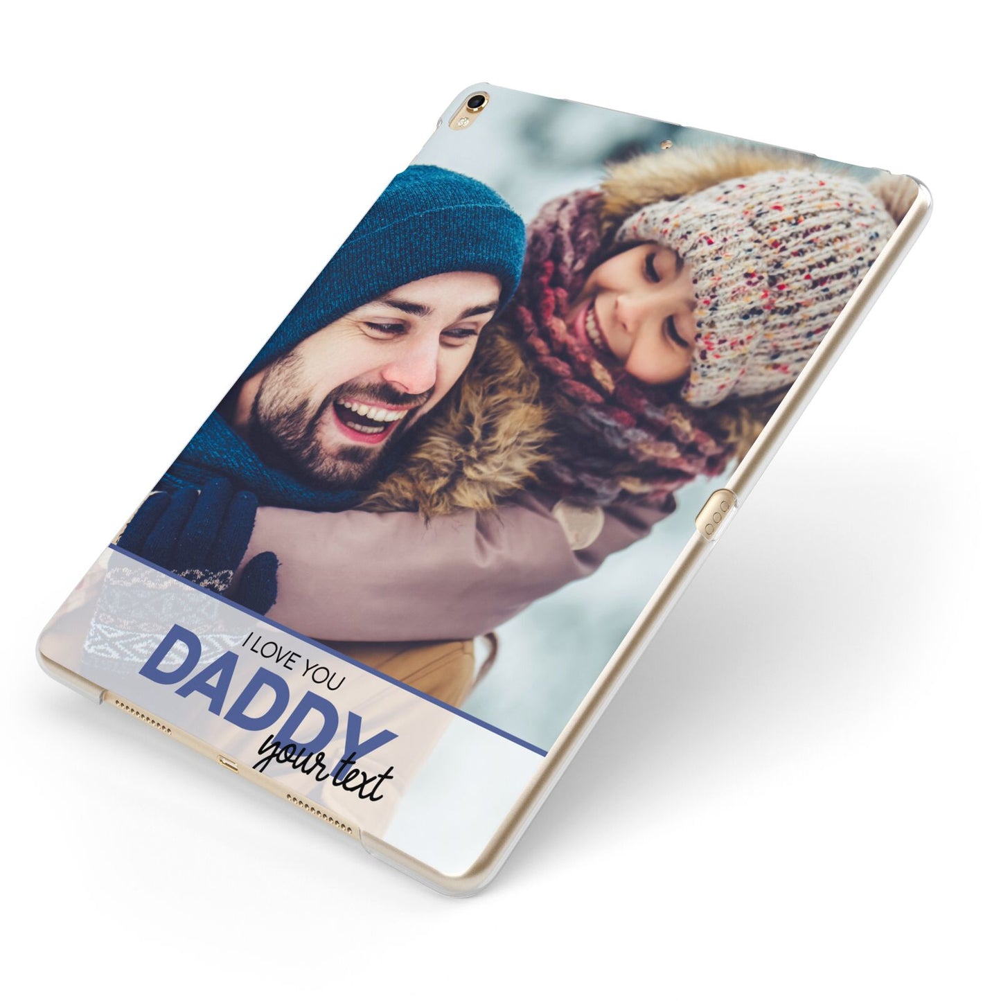 I Love You Daddy Personalised Photo Upload and Name Apple iPad Case on Gold iPad Side View