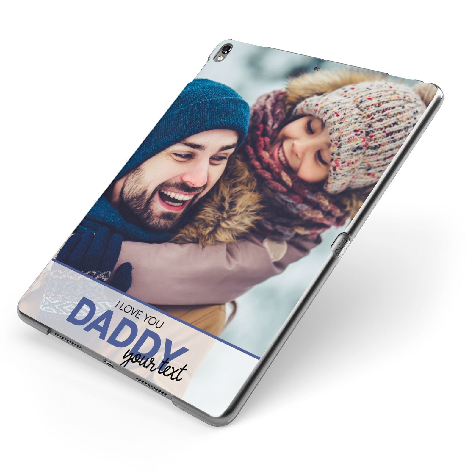 I Love You Daddy Personalised Photo Upload and Name Apple iPad Case on Grey iPad Side View