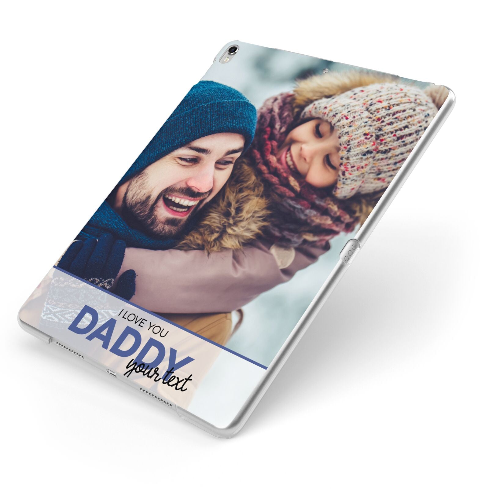 I Love You Daddy Personalised Photo Upload and Name Apple iPad Case on Silver iPad Side View