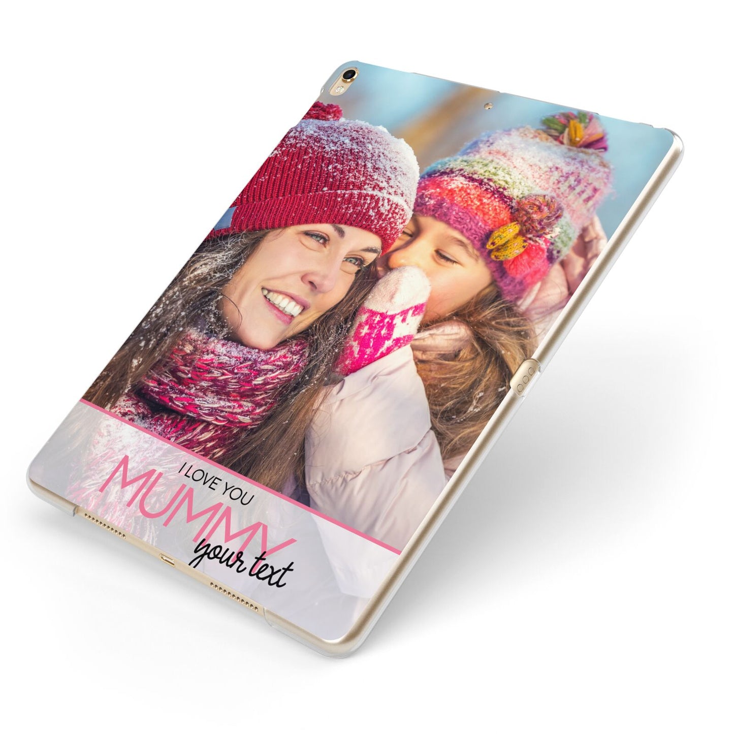 I Love You Mummy Personalised Photo Upload with Text Apple iPad Case on Gold iPad Side View