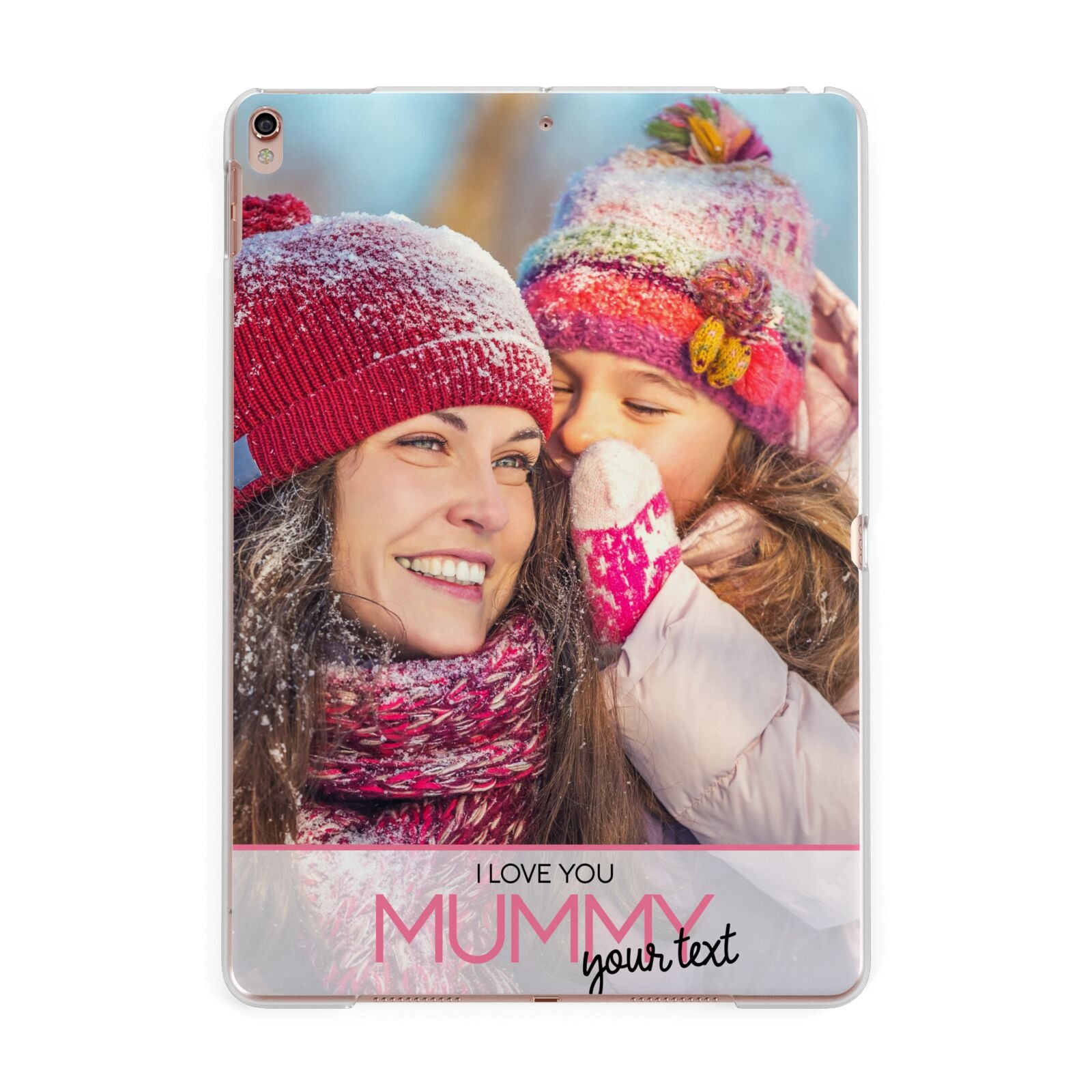 I Love You Mummy Personalised Photo Upload with Text Apple iPad Rose Gold Case