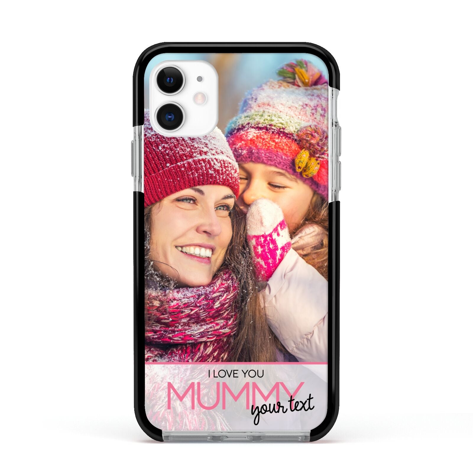 I Love You Mummy Personalised Photo Upload with Text Apple iPhone 11 in White with Black Impact Case