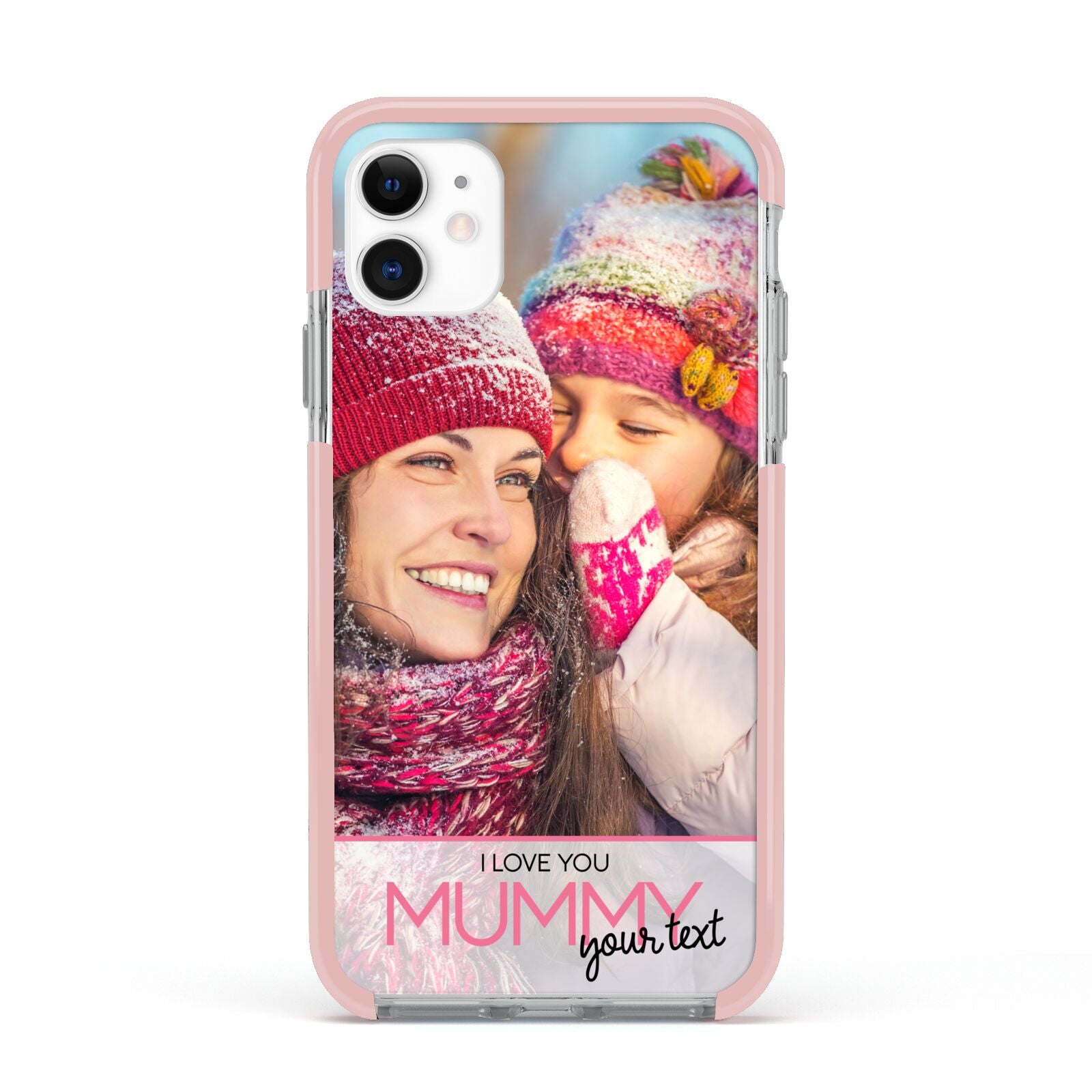 I Love You Mummy Personalised Photo Upload with Text Apple iPhone 11 in White with Pink Impact Case