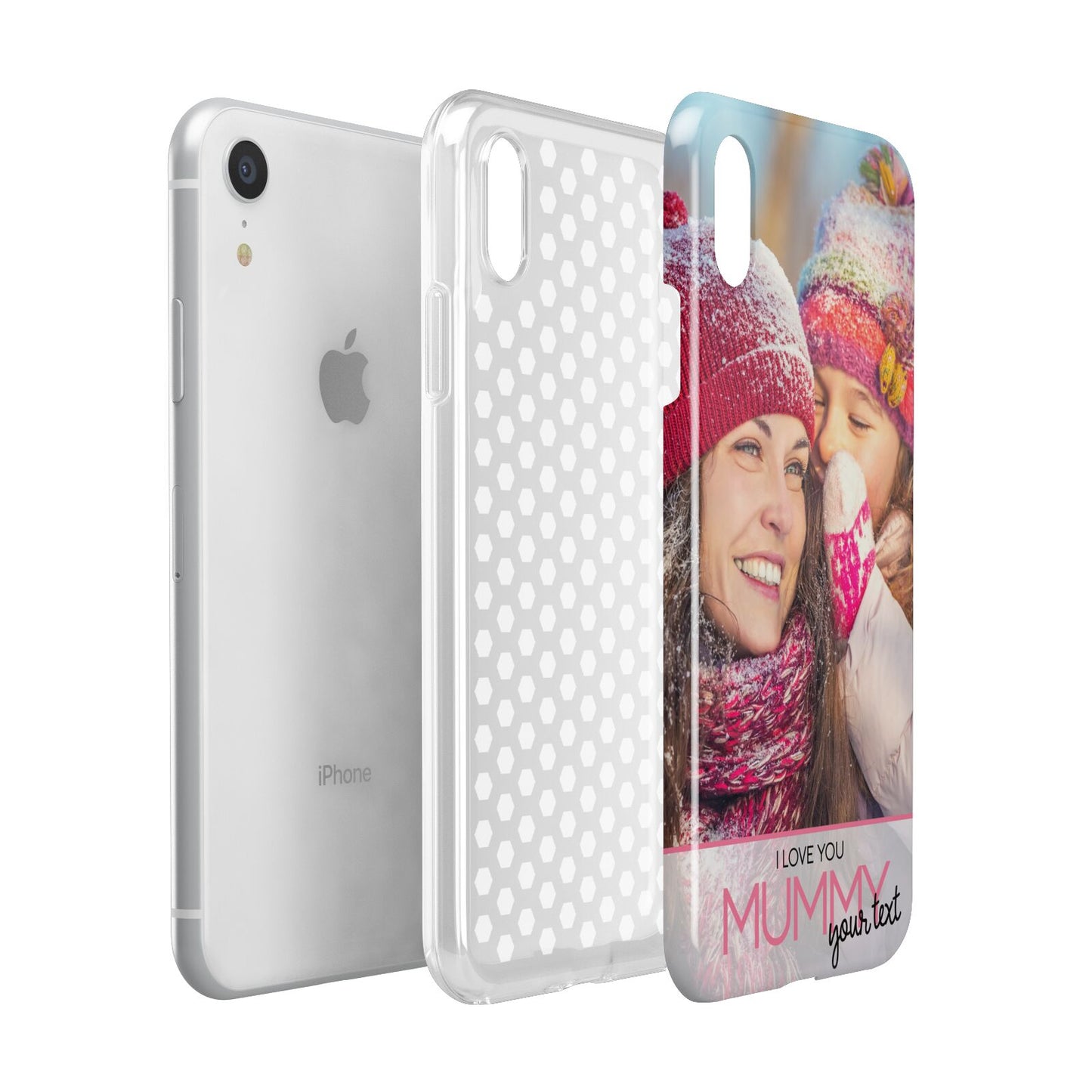 I Love You Mummy Personalised Photo Upload with Text Apple iPhone XR White 3D Tough Case Expanded view