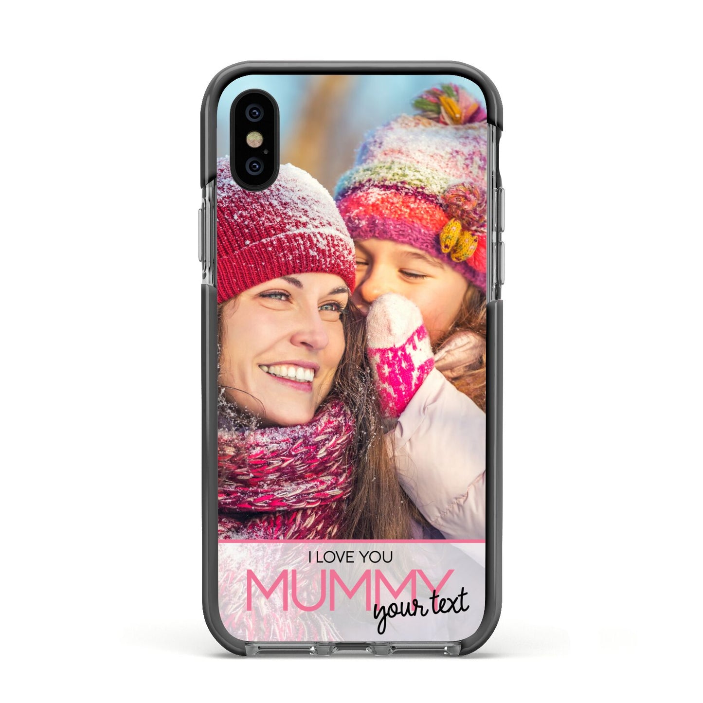 I Love You Mummy Personalised Photo Upload with Text Apple iPhone Xs Impact Case Black Edge on Black Phone