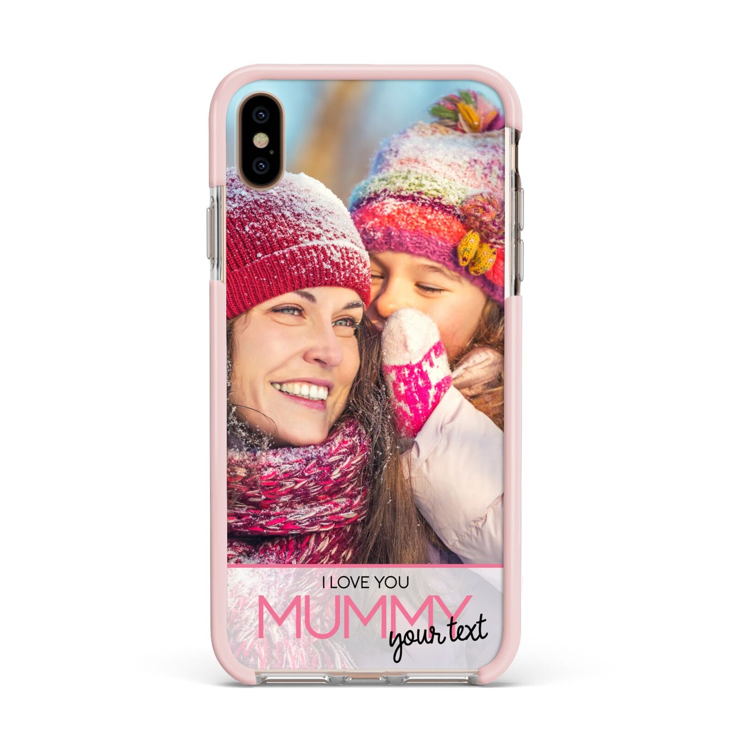 I Love You Mummy Personalised Photo Upload with Text Apple iPhone Xs Max Impact Case Pink Edge on Gold Phone