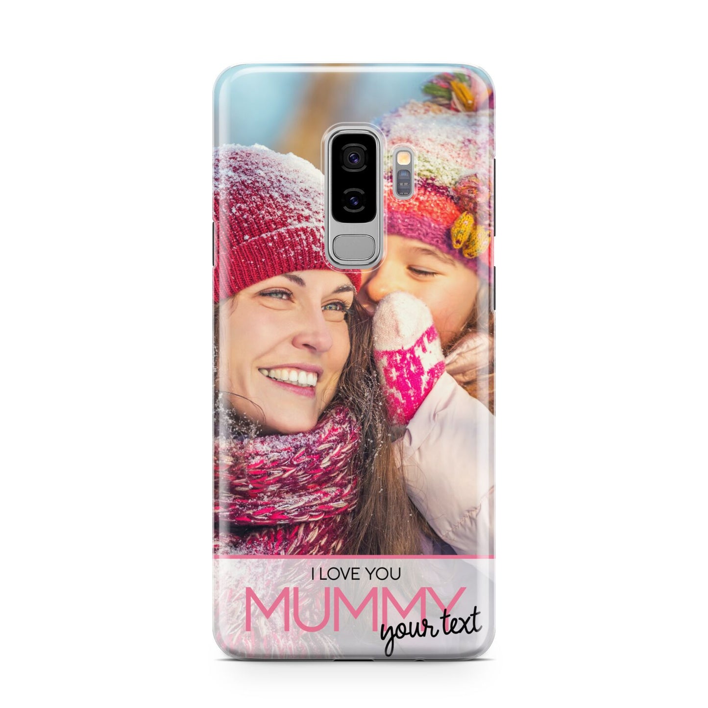 I Love You Mummy Personalised Photo Upload with Text Samsung Galaxy S9 Plus Case on Silver phone