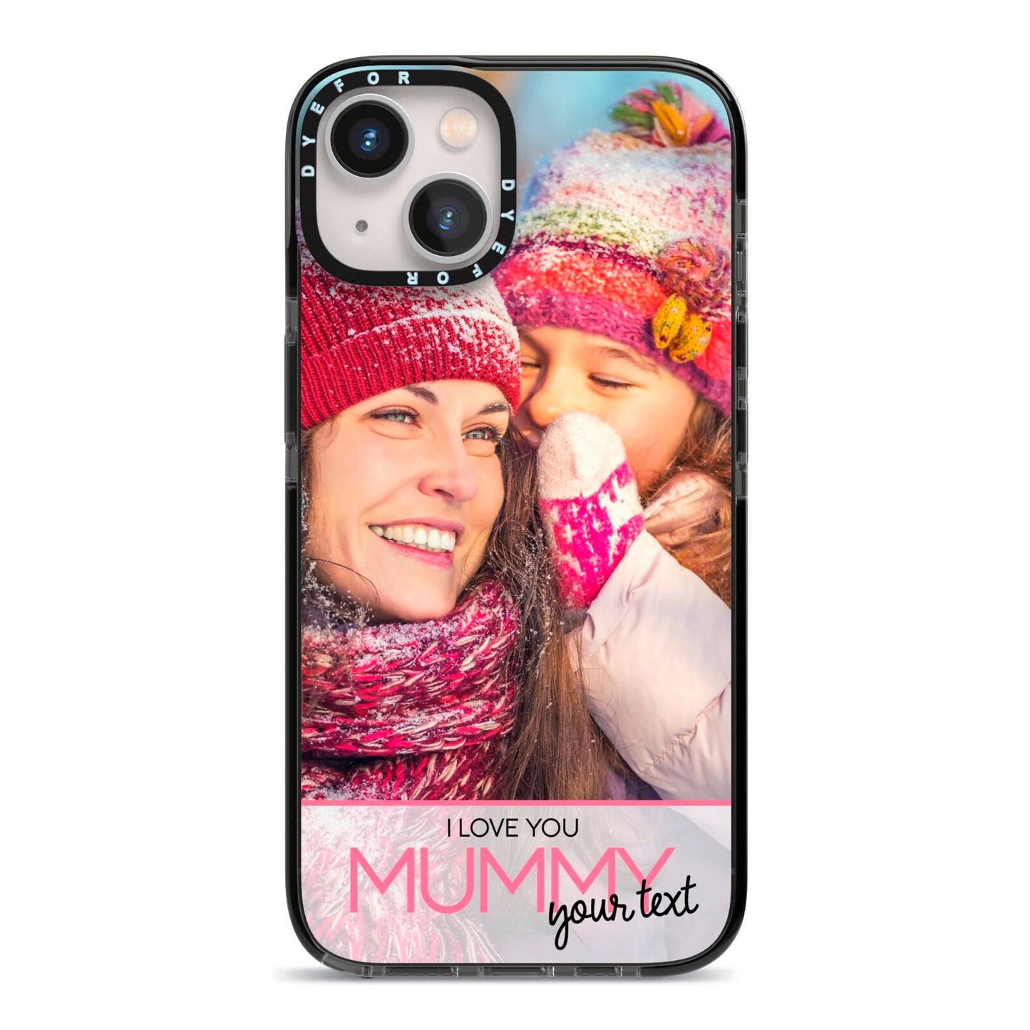 I Love You Mummy Personalised Photo Upload with Text iPhone 13 Black Impact Case on Silver phone