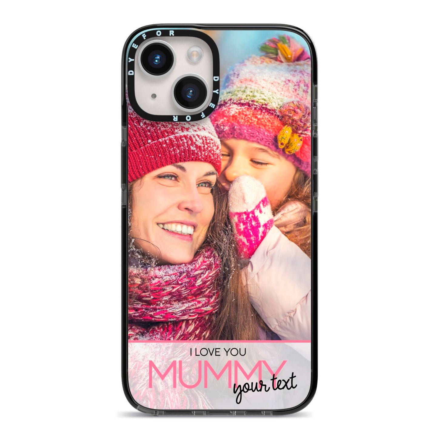 I Love You Mummy Personalised Photo Upload with Text iPhone 14 Black Impact Case on Silver phone