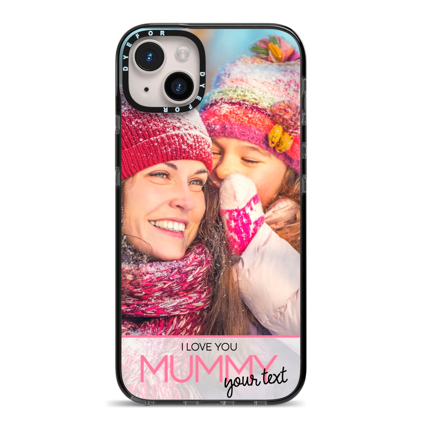 I Love You Mummy Personalised Photo Upload with Text iPhone 14 Plus Black Impact Case on Silver phone