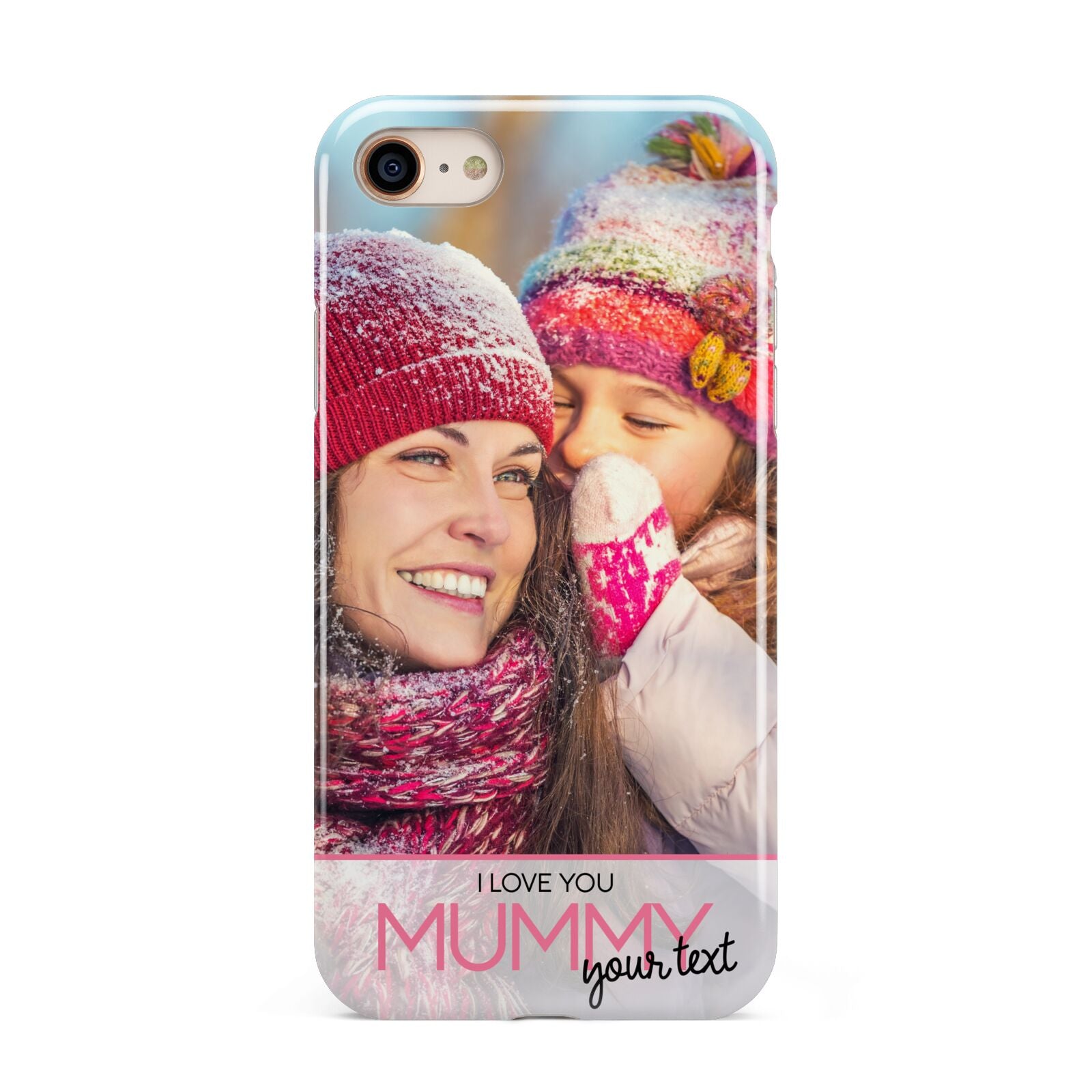 I Love You Mummy Personalised Photo Upload with Text iPhone 8 3D Tough Case on Gold Phone