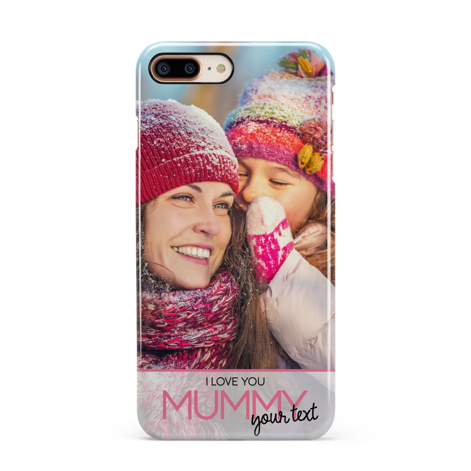 I Love You Mummy Personalised Photo Upload with Text iPhone 8 Plus 3D Snap Case on Gold Phone