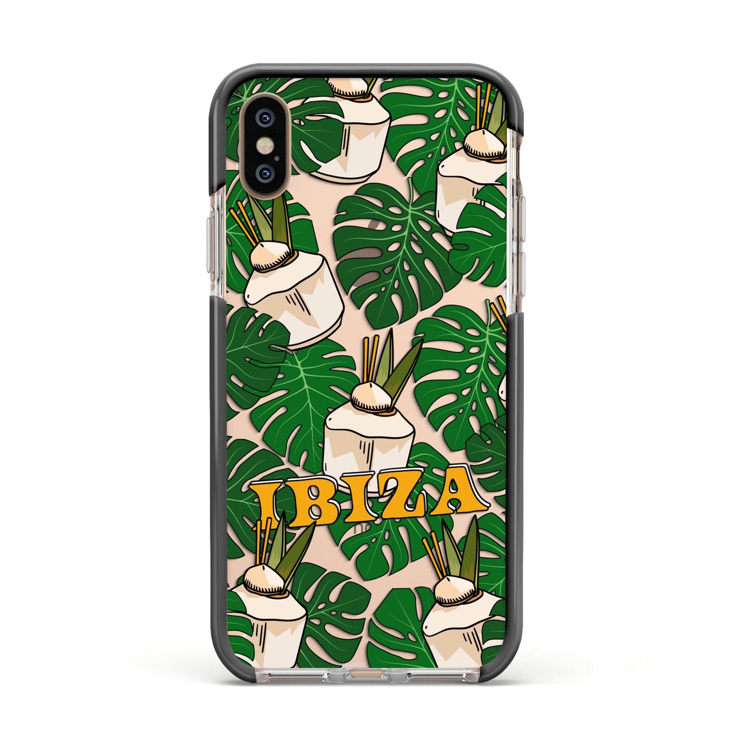 Ibiza Apple iPhone Xs Impact Case Black Edge on Gold Phone