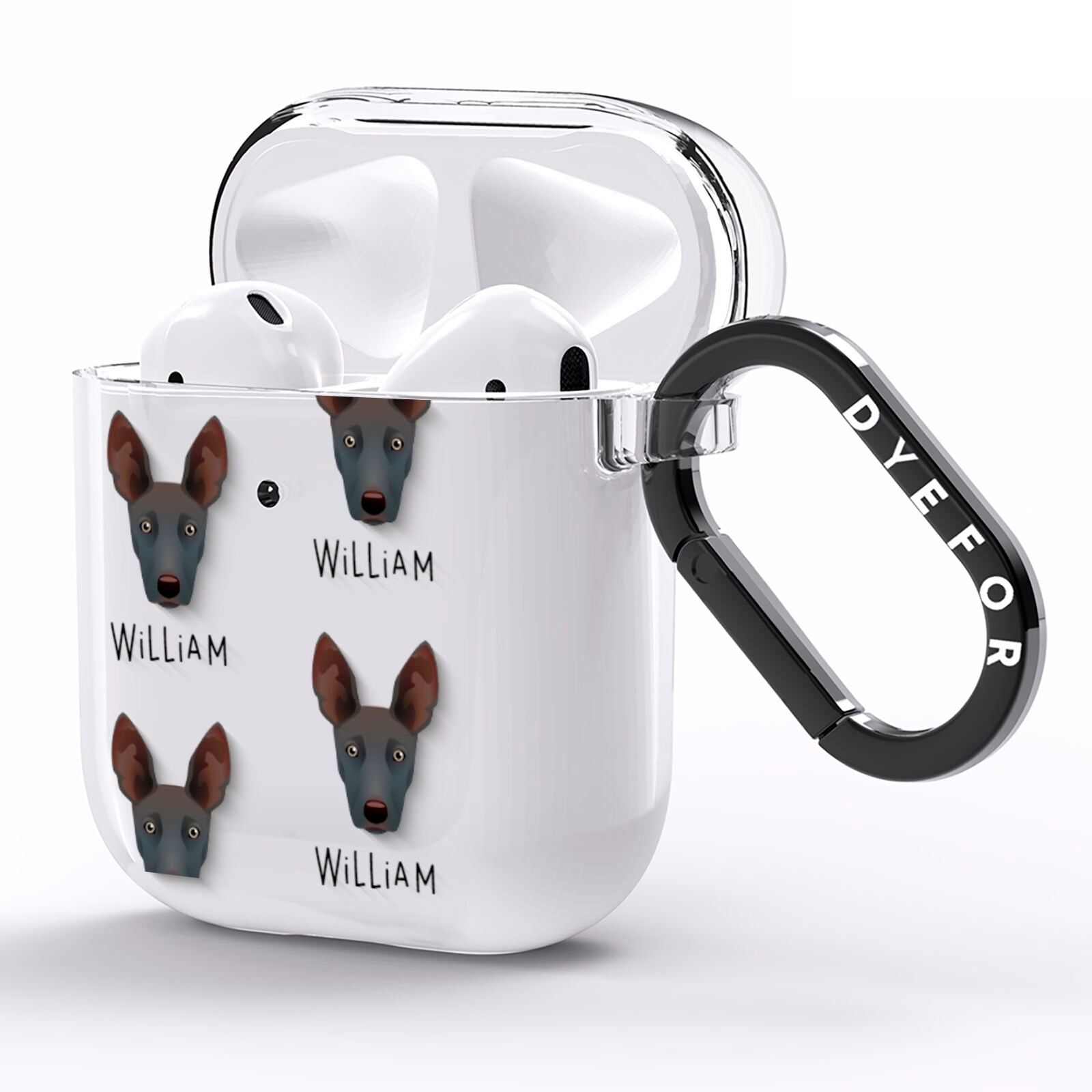 Ibizan Hound Icon with Name AirPods Clear Case Side Image