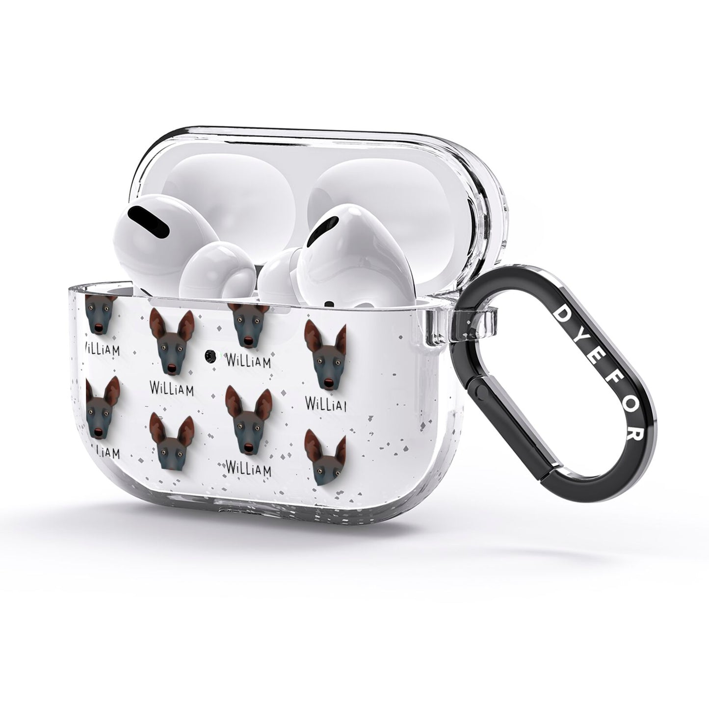 Ibizan Hound Icon with Name AirPods Glitter Case 3rd Gen Side Image
