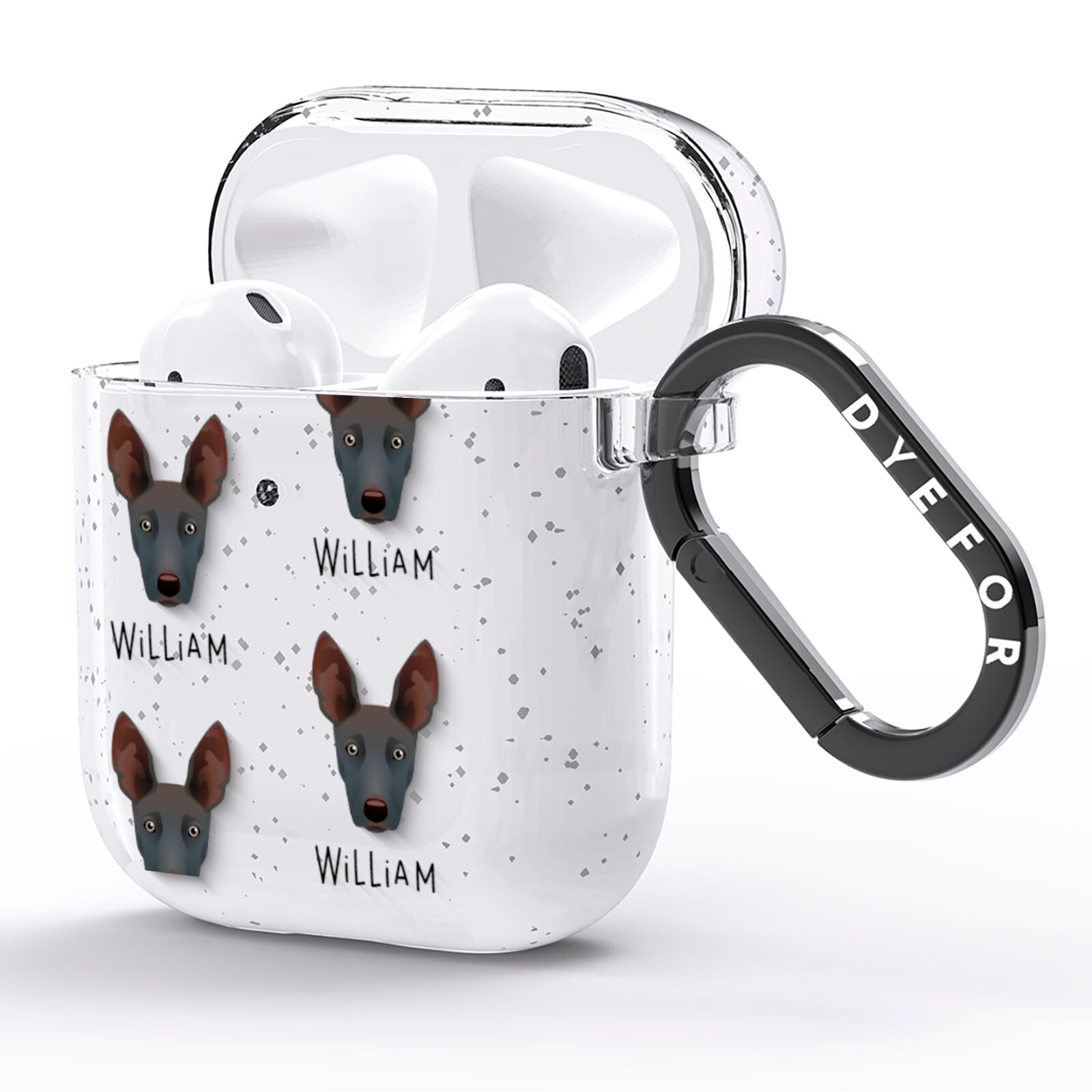 Ibizan Hound Icon with Name AirPods Glitter Case Side Image