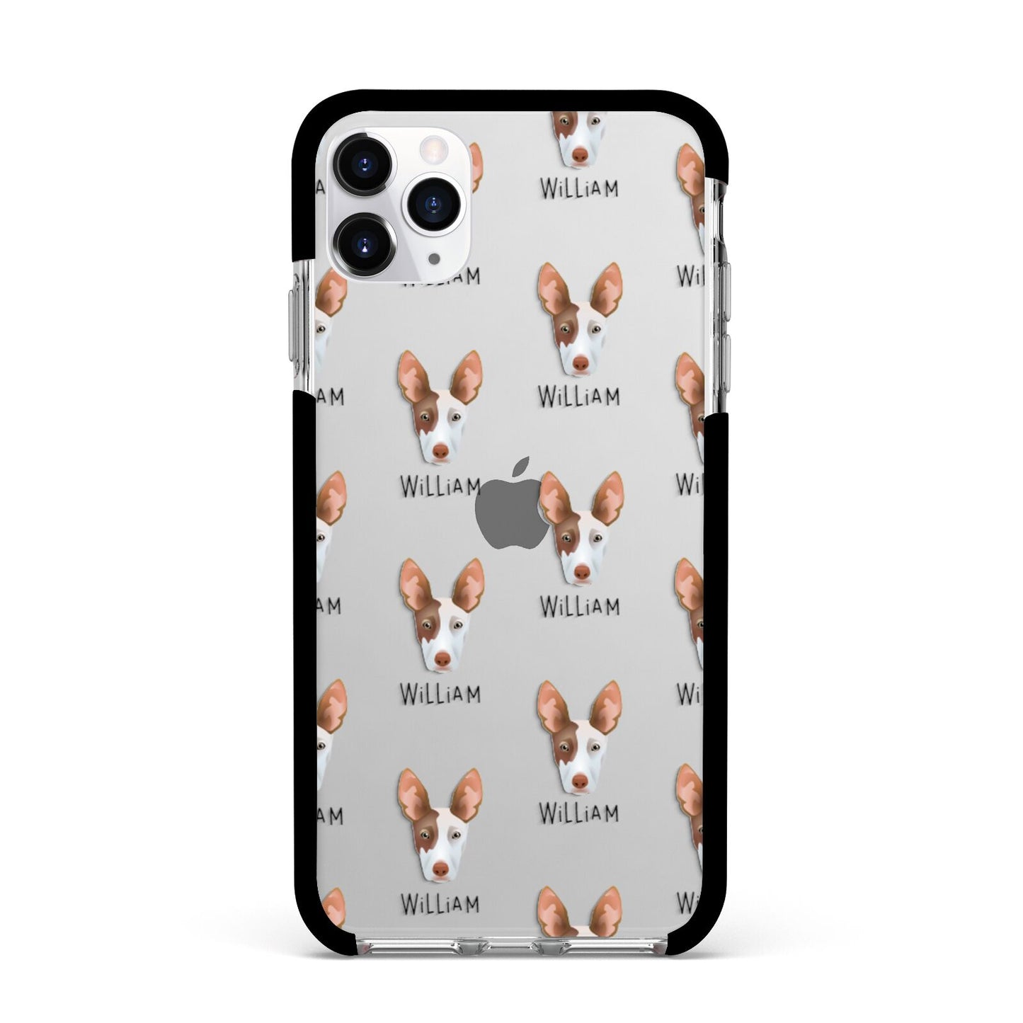 Ibizan Hound Icon with Name Apple iPhone 11 Pro Max in Silver with Black Impact Case