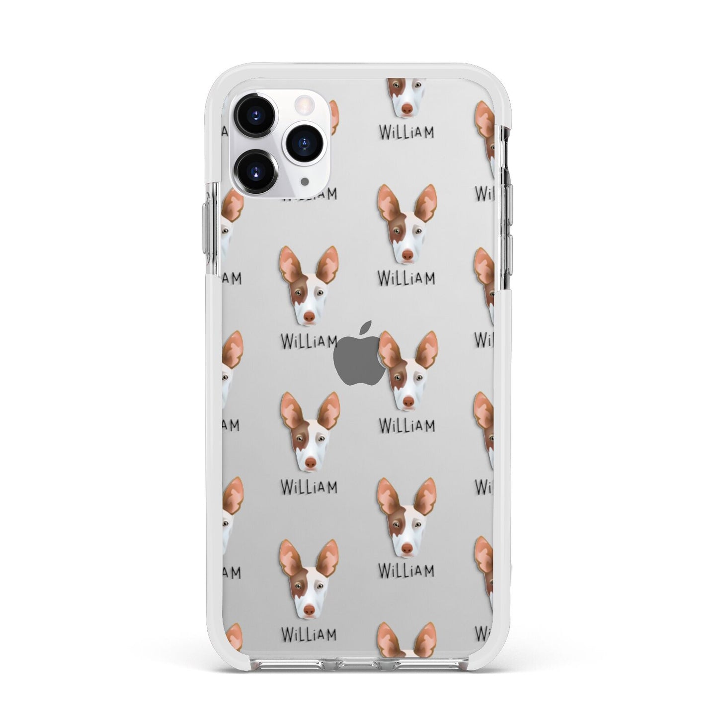 Ibizan Hound Icon with Name Apple iPhone 11 Pro Max in Silver with White Impact Case