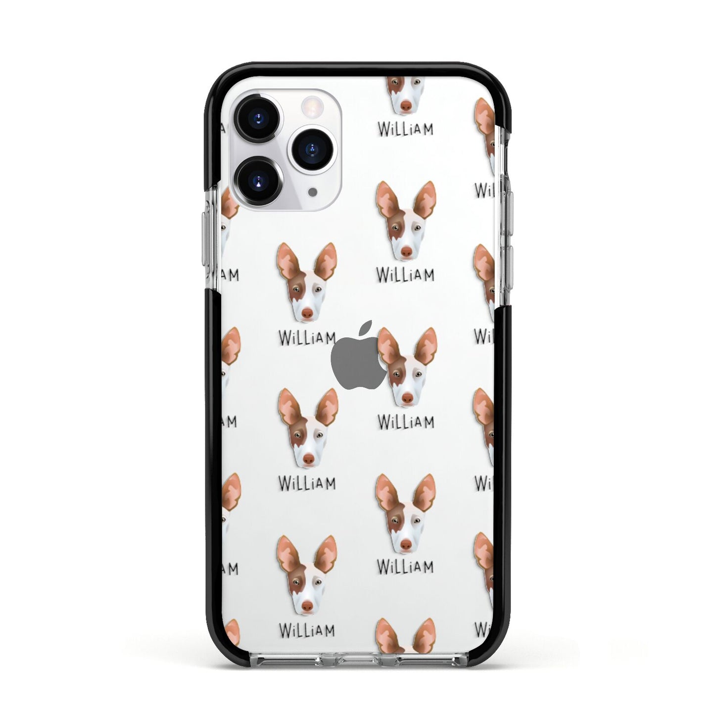 Ibizan Hound Icon with Name Apple iPhone 11 Pro in Silver with Black Impact Case