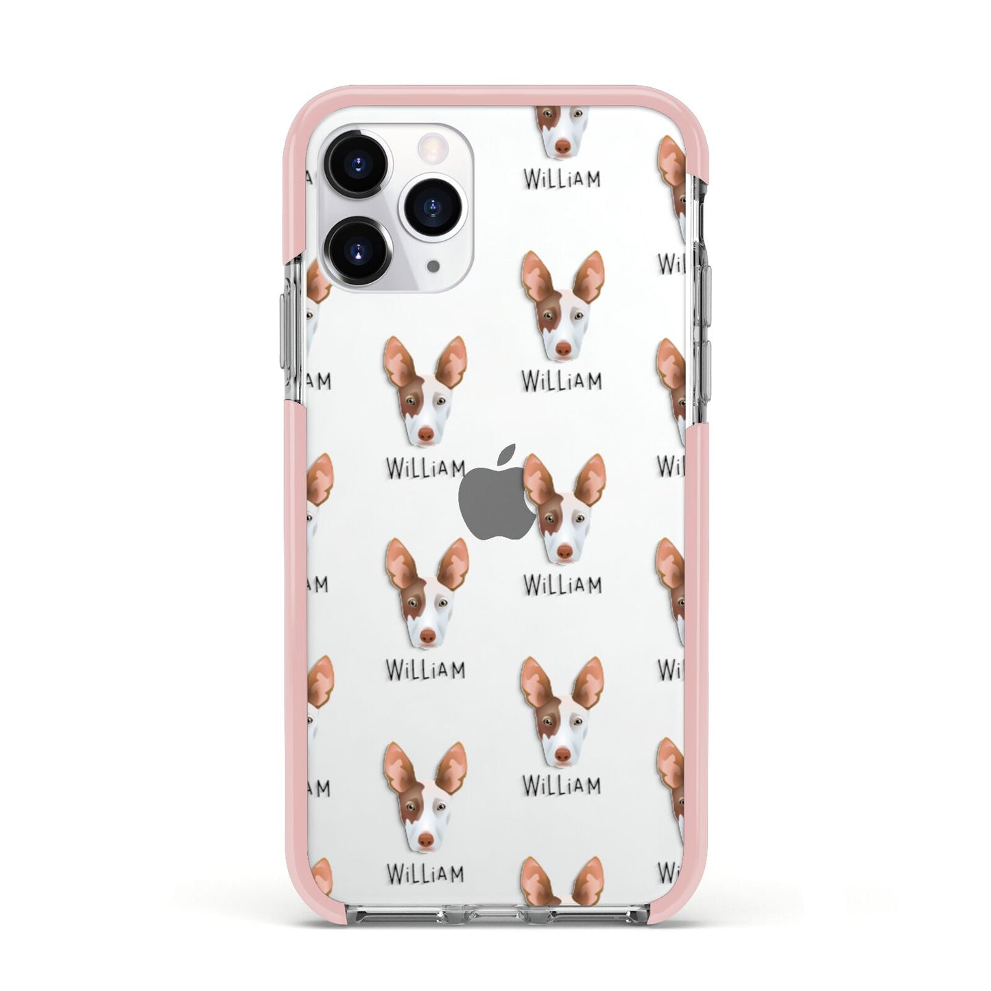 Ibizan Hound Icon with Name Apple iPhone 11 Pro in Silver with Pink Impact Case