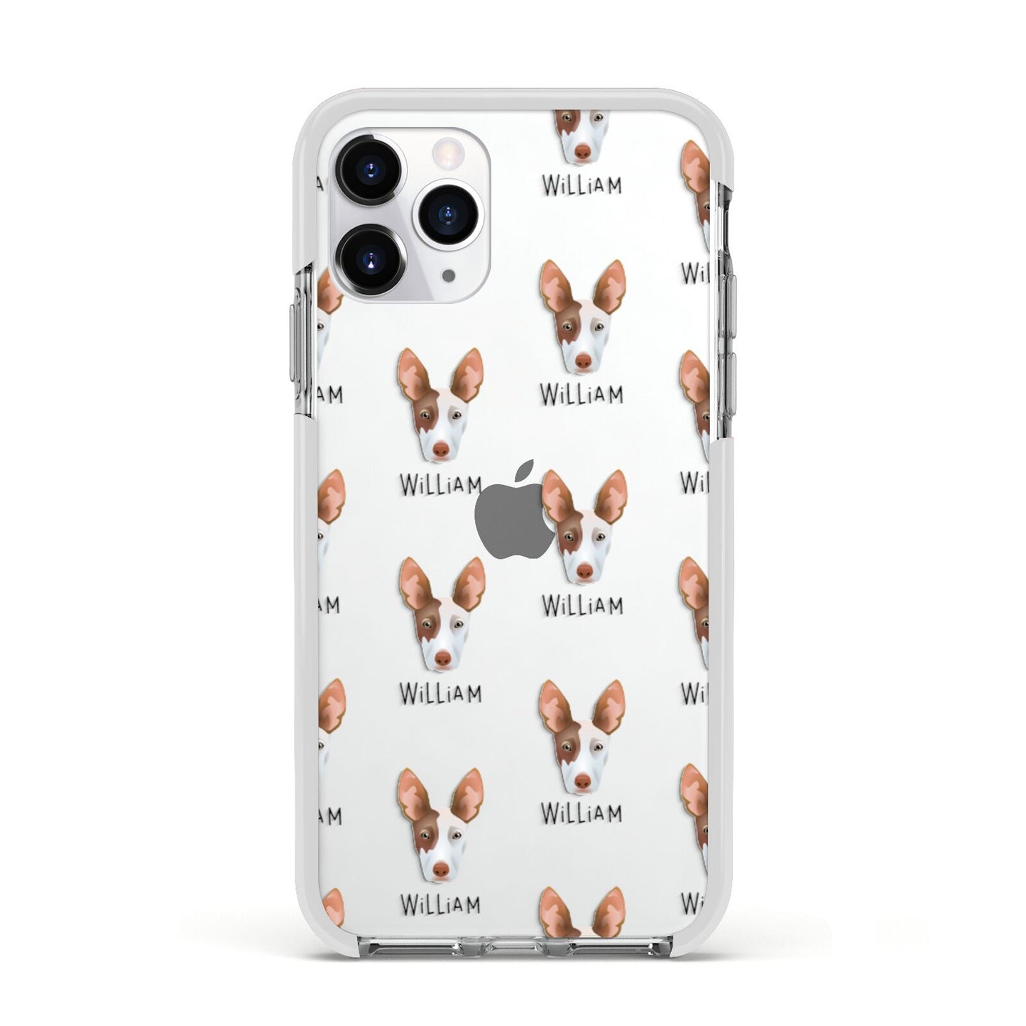 Ibizan Hound Icon with Name Apple iPhone 11 Pro in Silver with White Impact Case