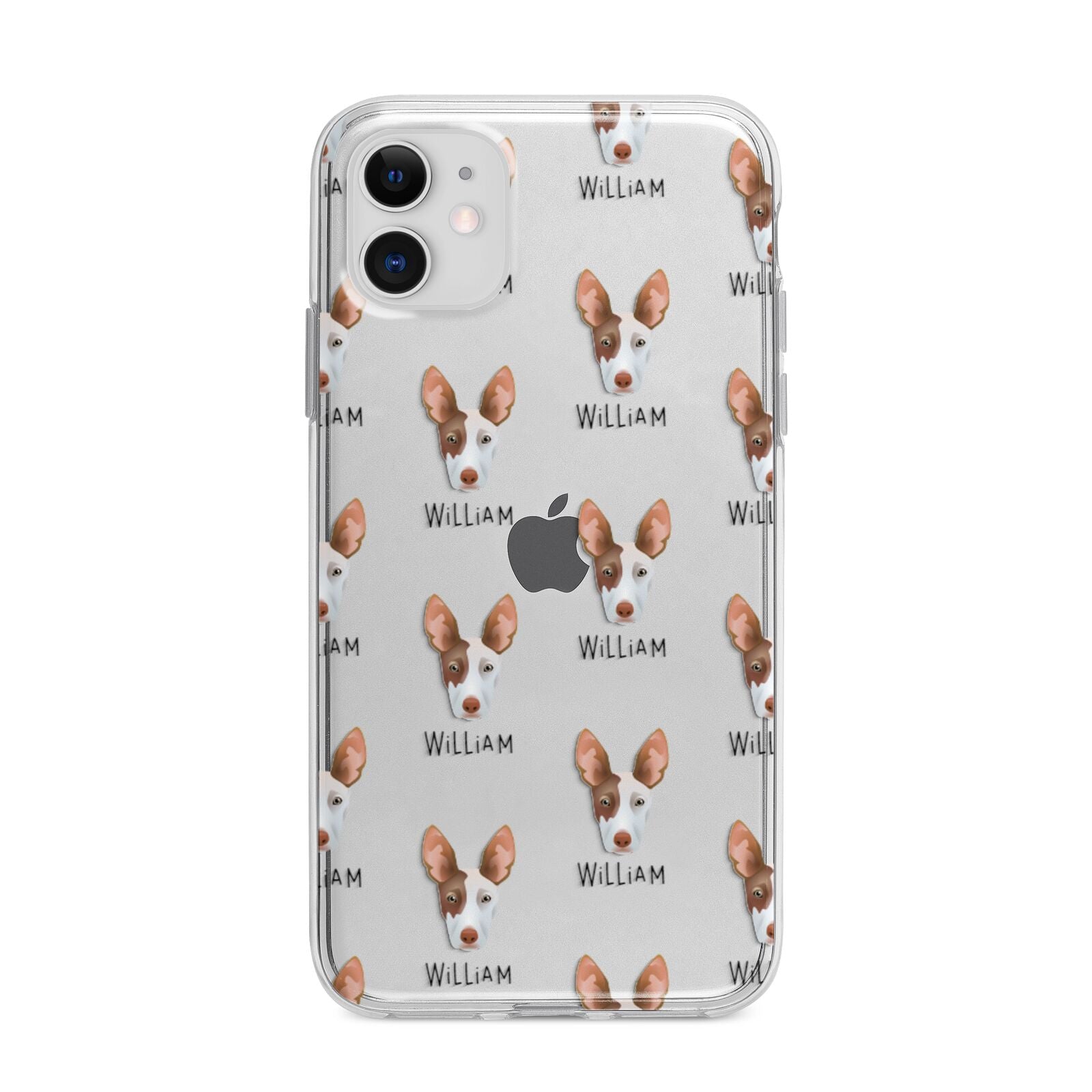 Ibizan Hound Icon with Name Apple iPhone 11 in White with Bumper Case