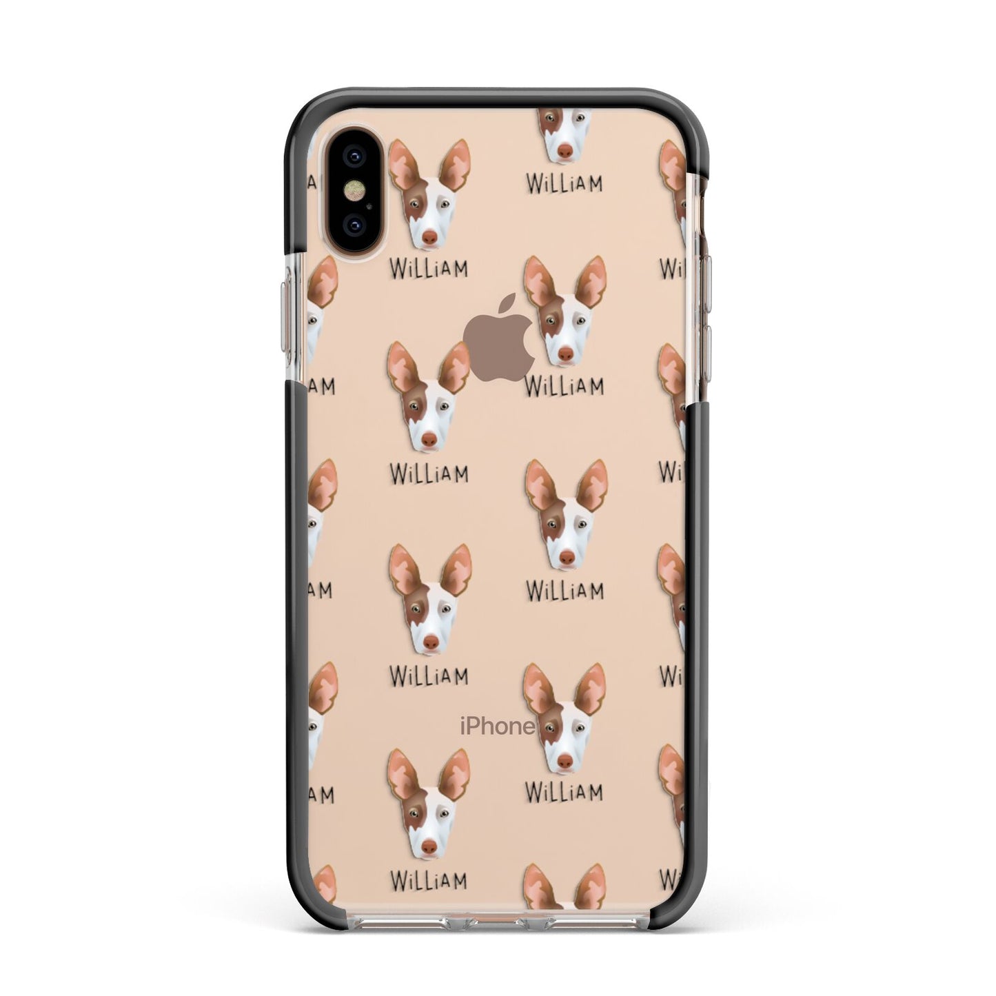 Ibizan Hound Icon with Name Apple iPhone Xs Max Impact Case Black Edge on Gold Phone